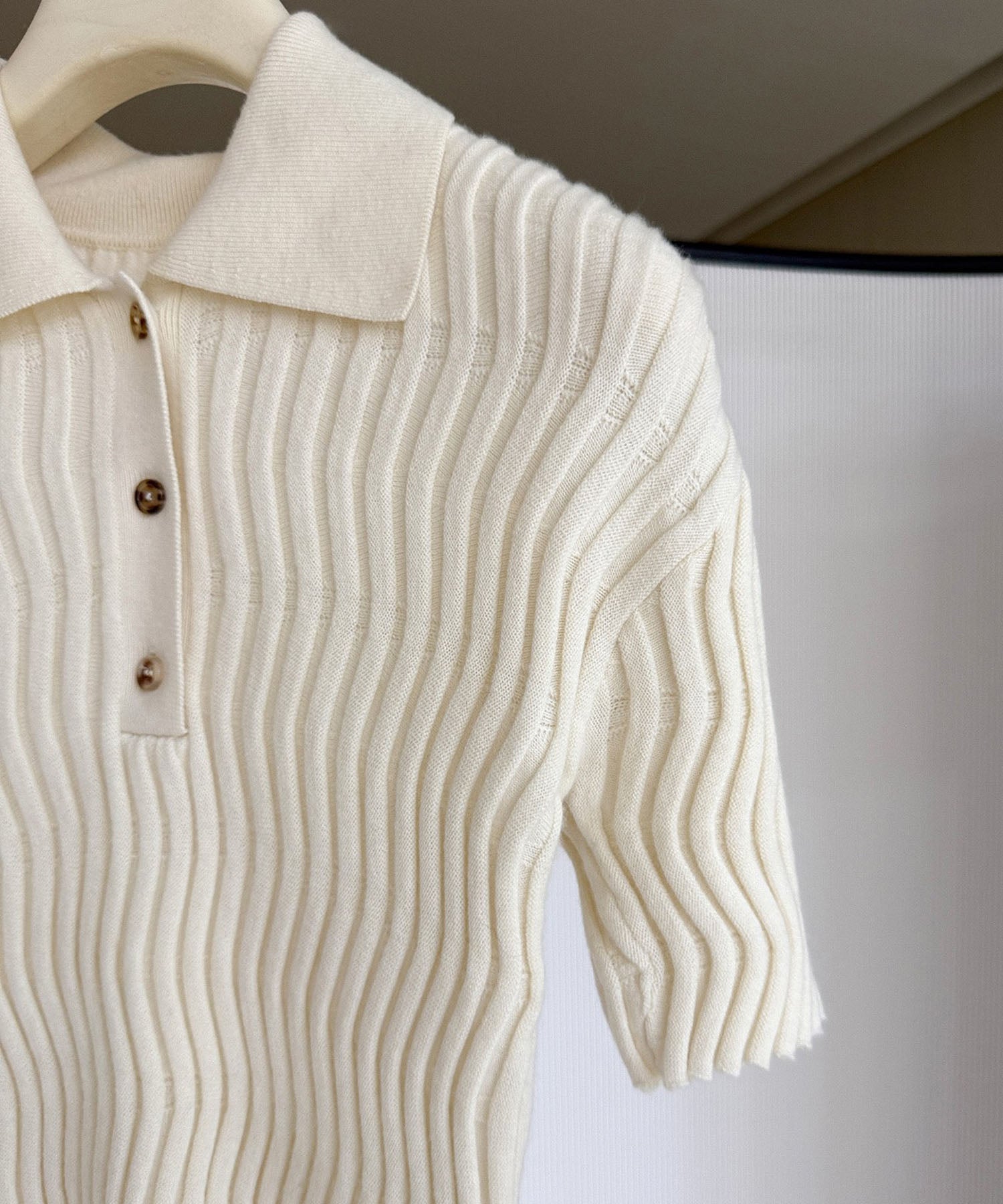 【12月上旬お届け予約商品】ウェービーニットポロシャツ