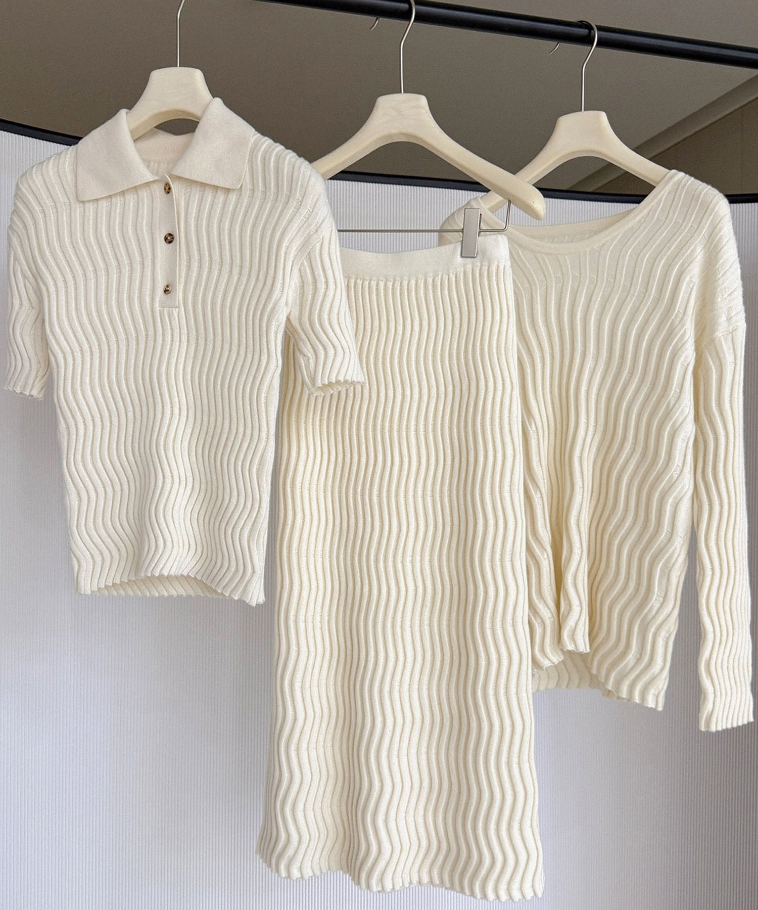 【12月上旬お届け予約商品】ウェービーニットポロシャツ