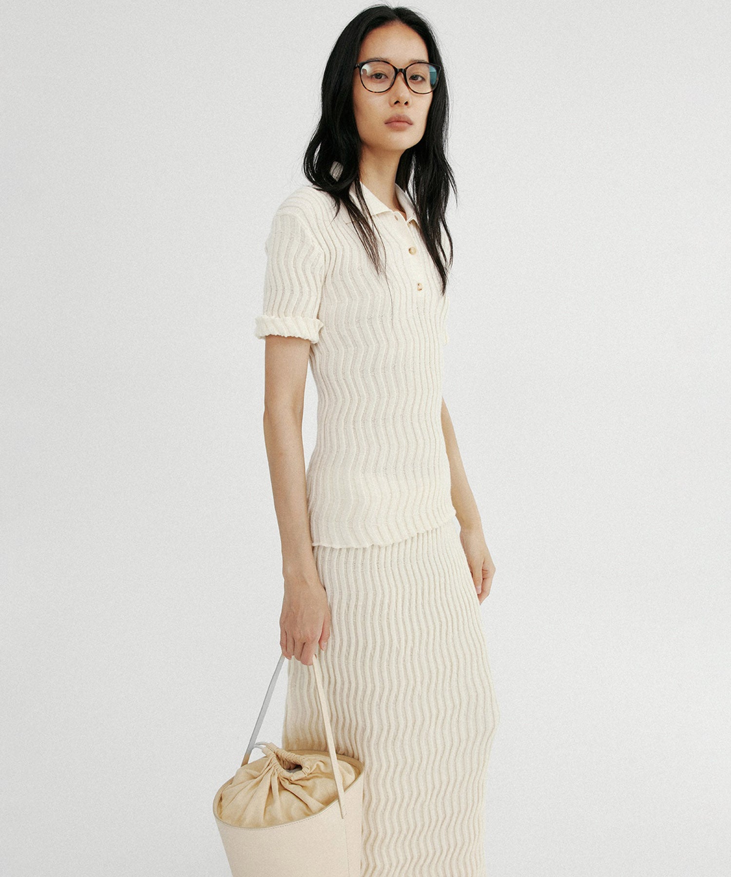 【12月上旬お届け予約商品】ウェービーニットポロシャツ