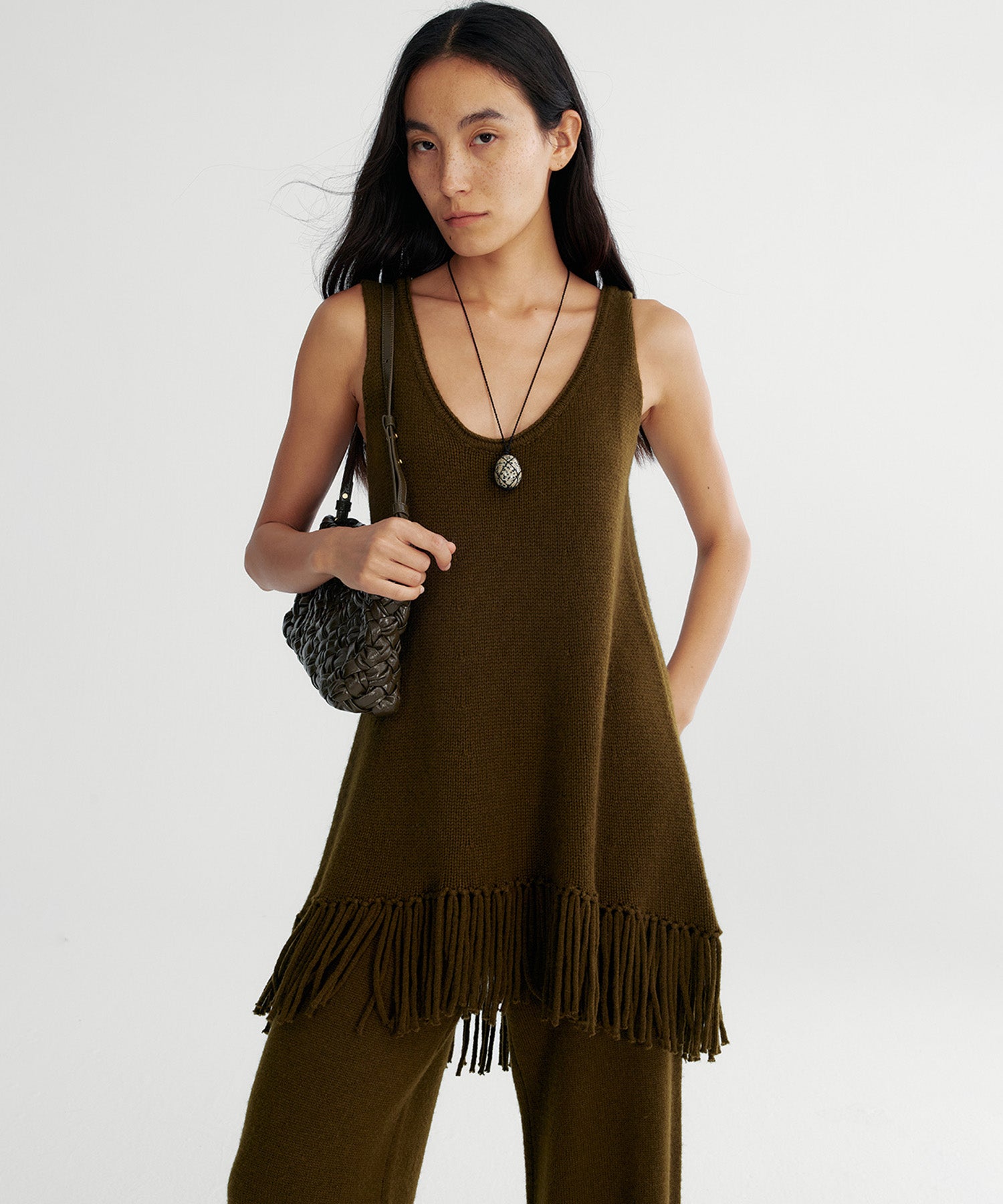 フリンジニットチュニック