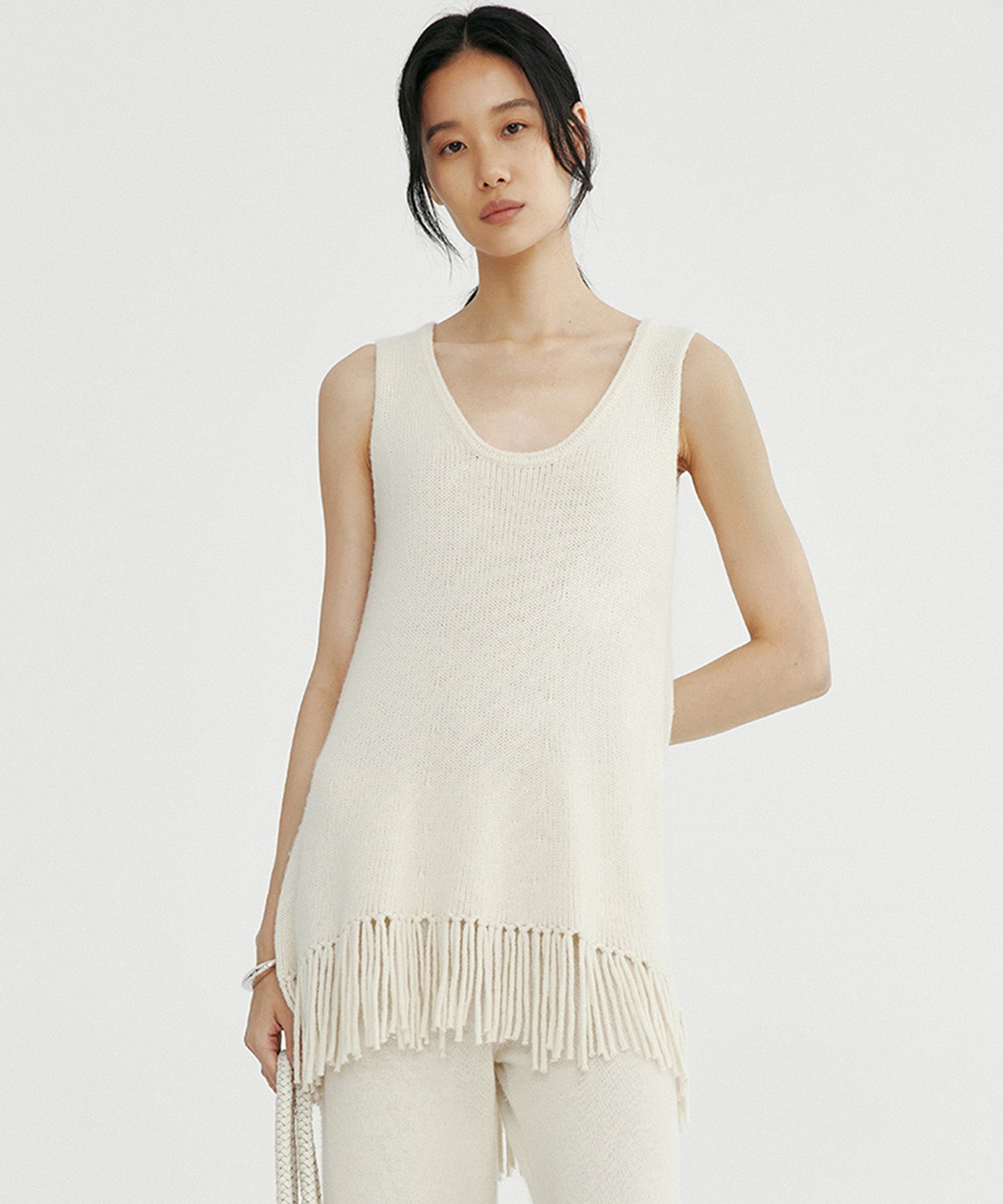 フリンジニットチュニック