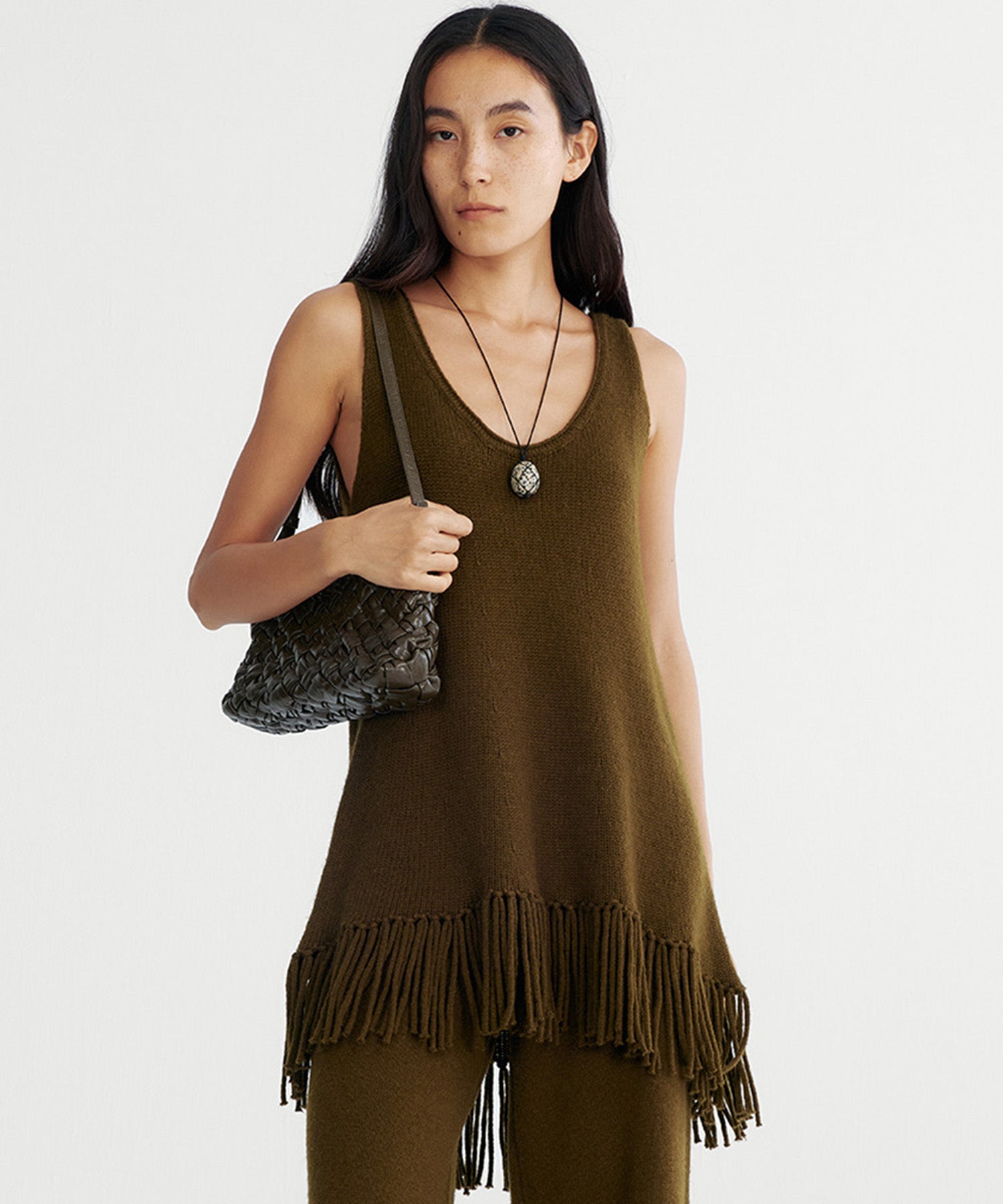 フリンジニットチュニック