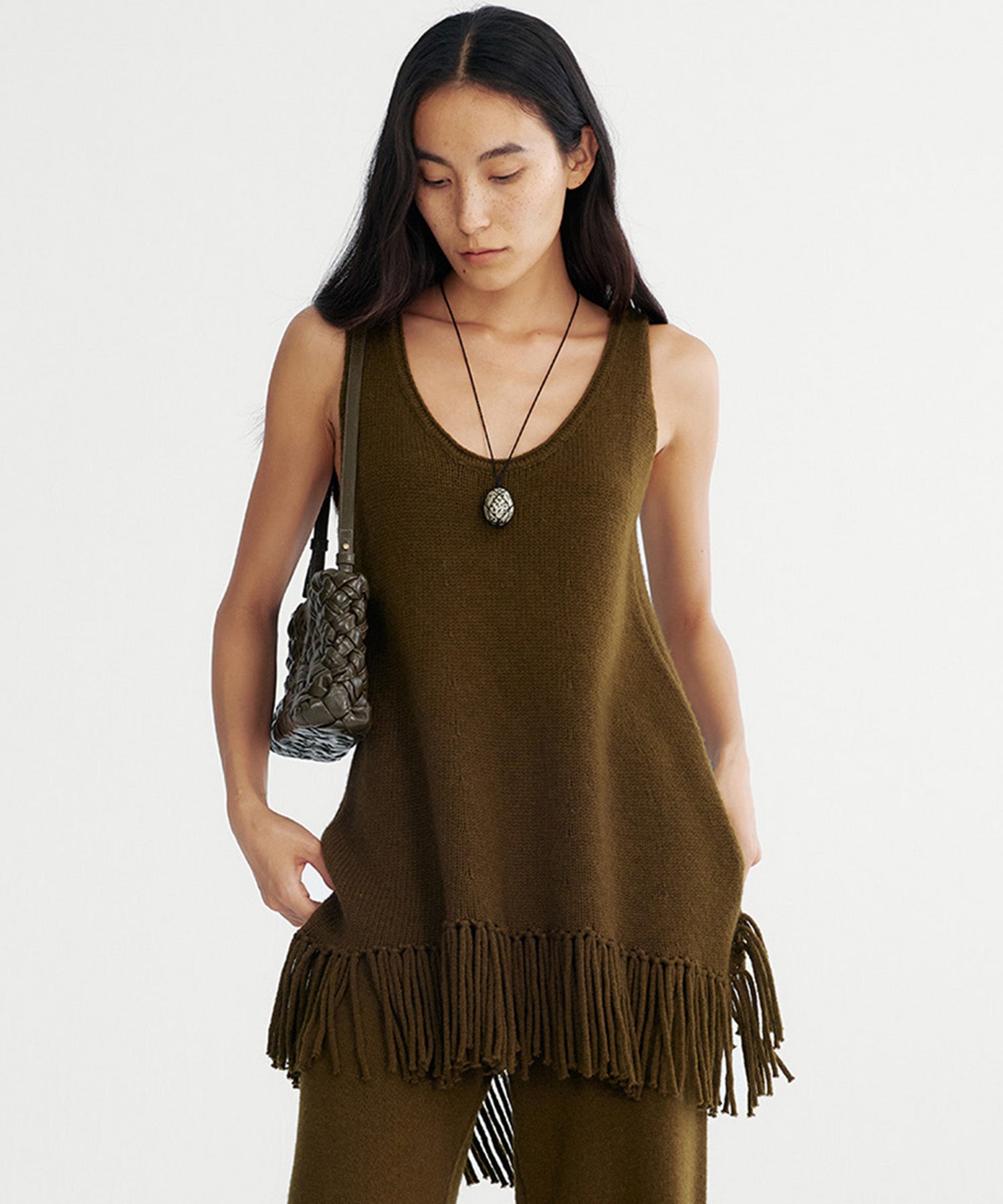 フリンジニットチュニック