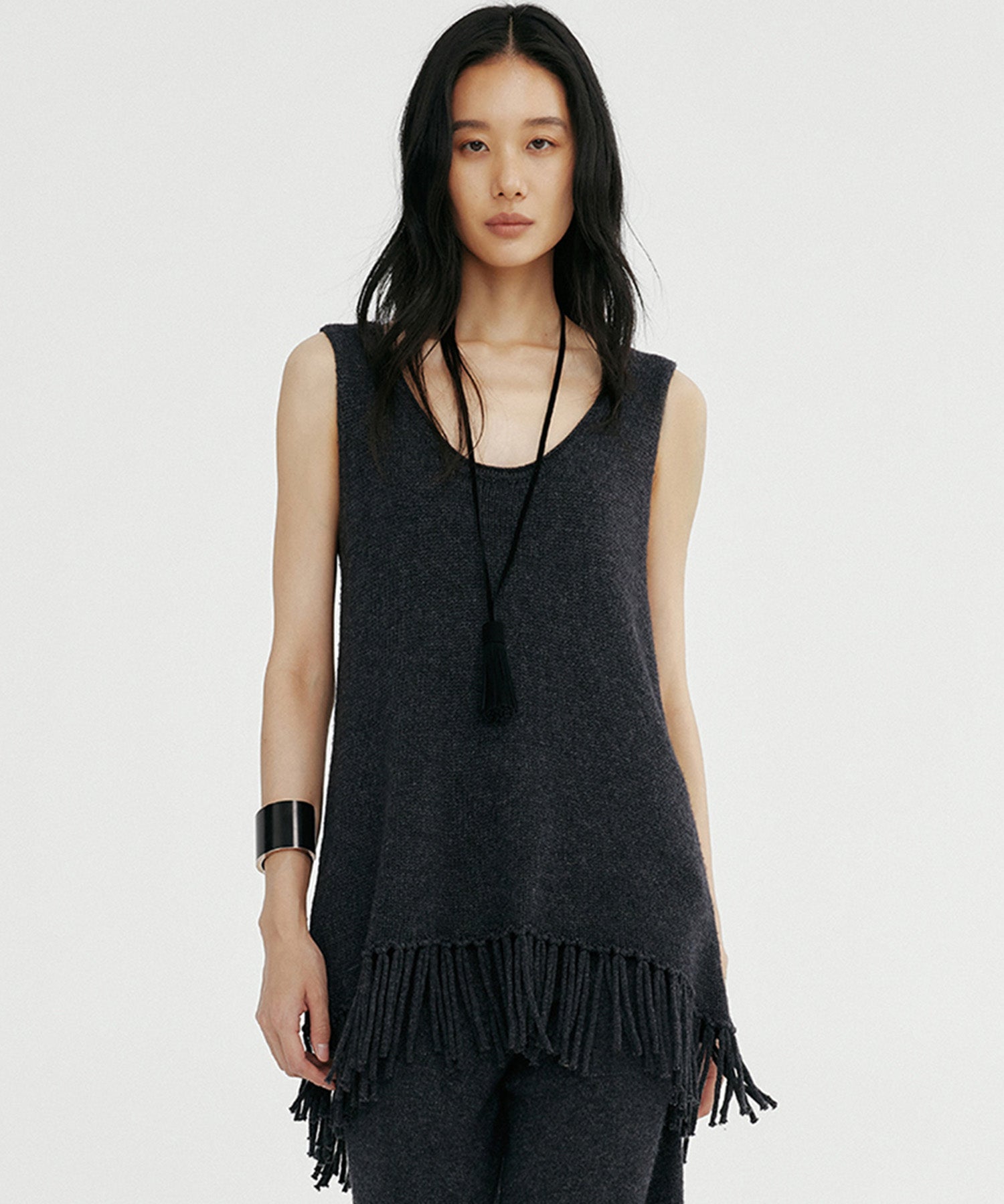 フリンジニットチュニック