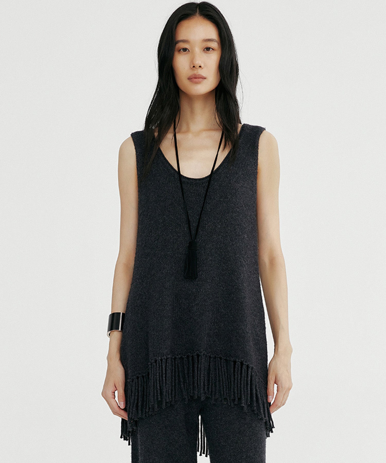 フリンジニットチュニック