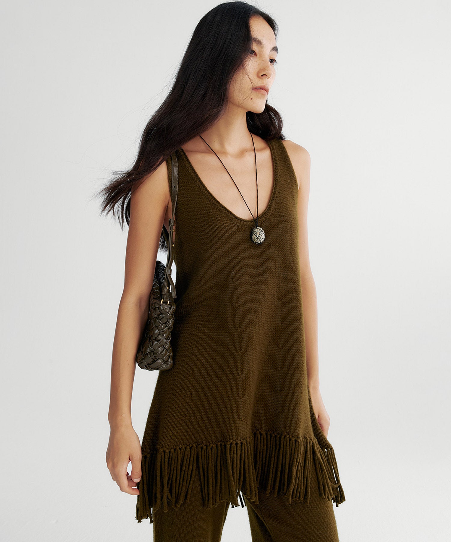 フリンジニットチュニック