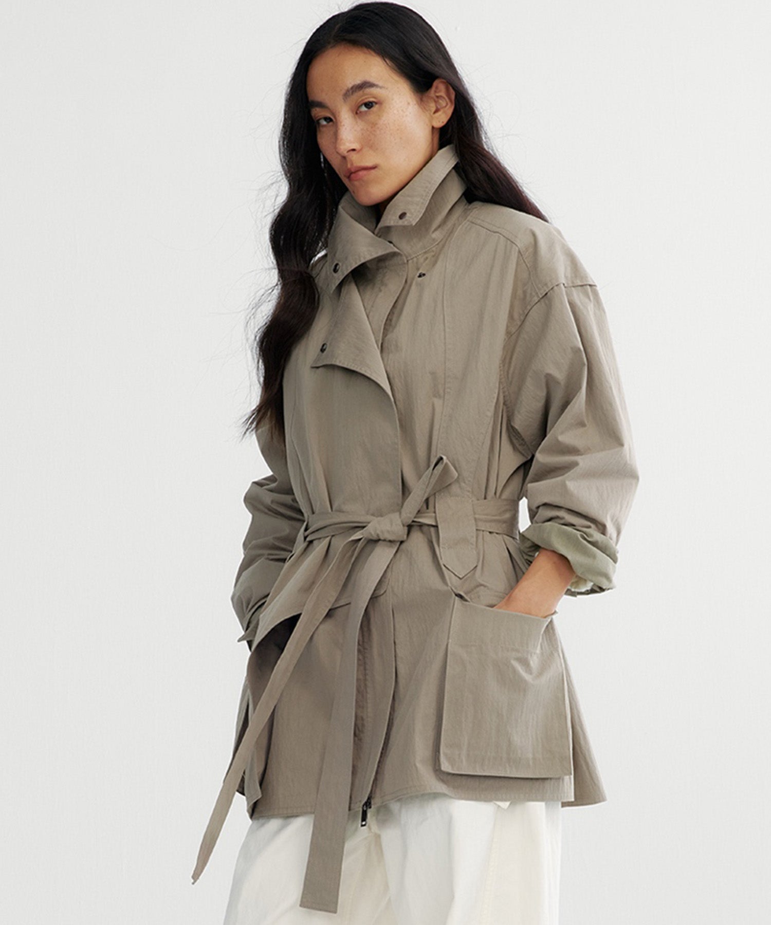 2wayカラー トレンチミドルコート