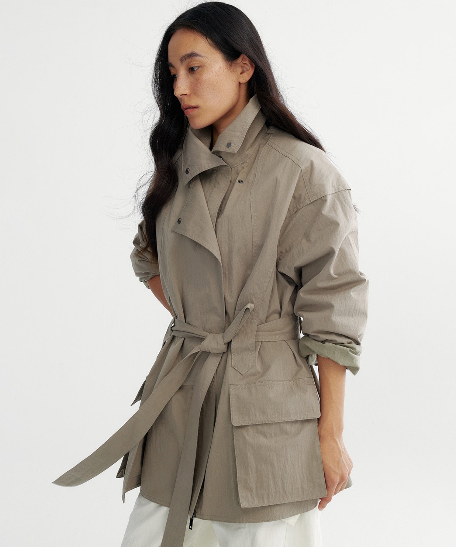 2wayカラー トレンチミドルコート