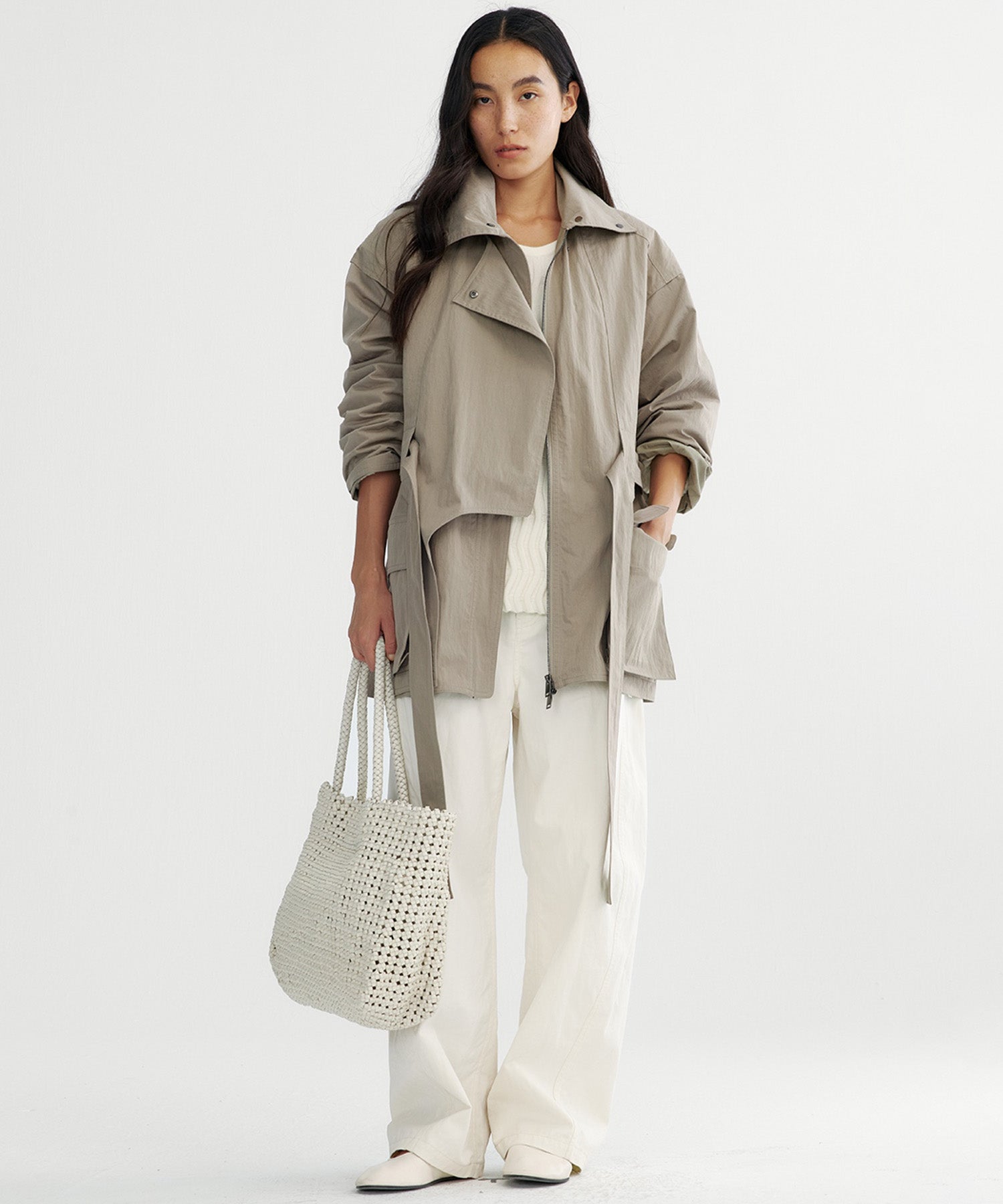 2wayカラー トレンチミドルコート