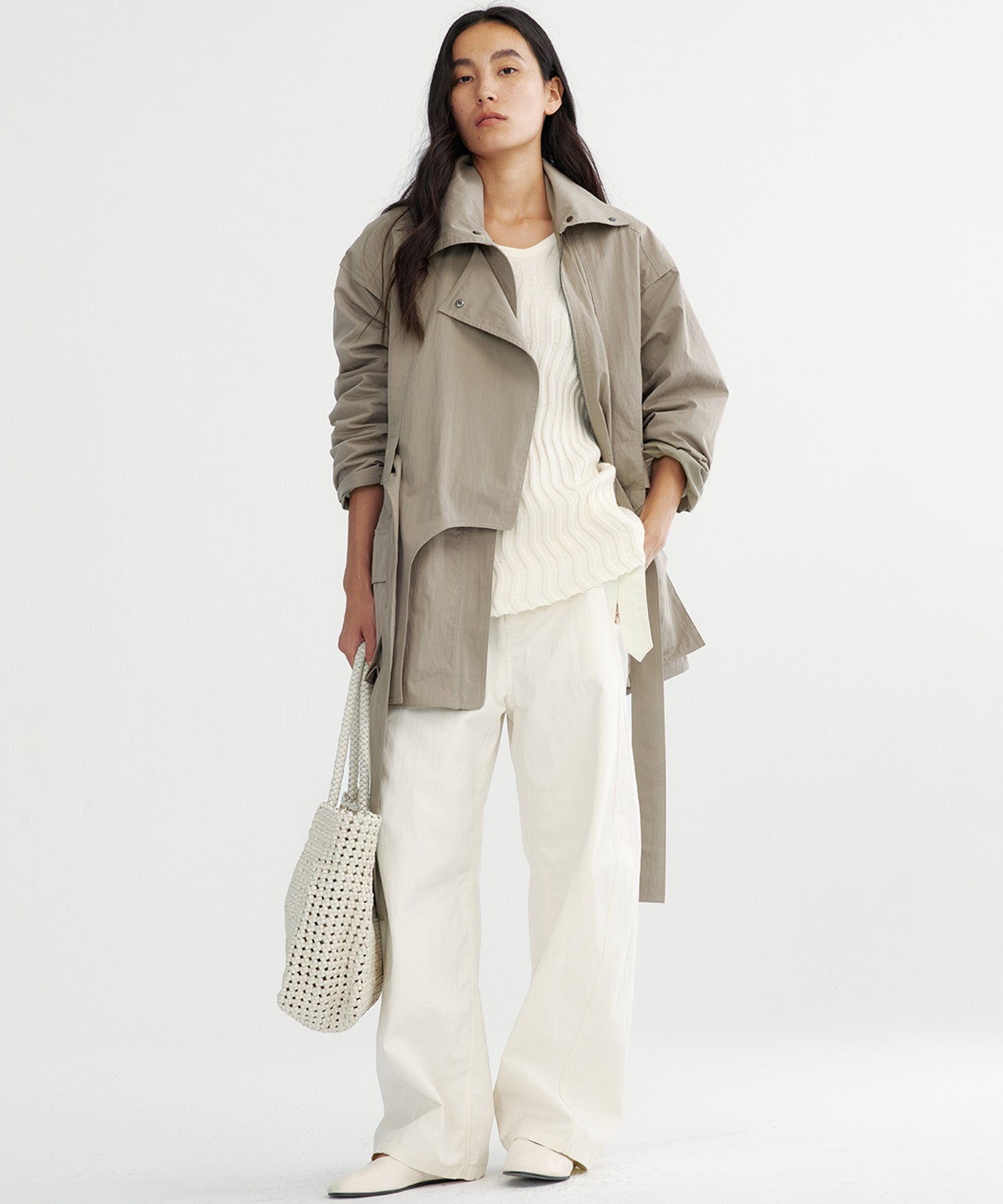 2wayカラー トレンチミドルコート