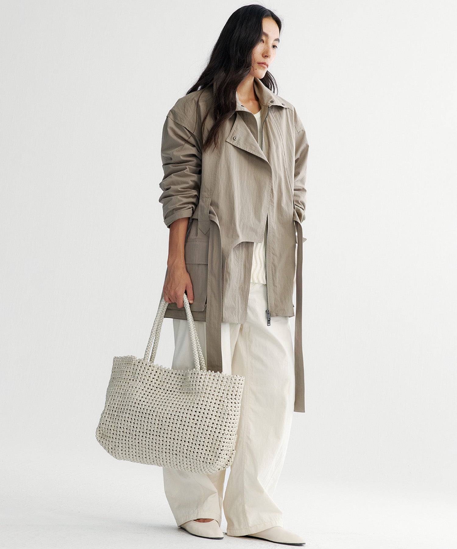 2wayカラー トレンチミドルコート