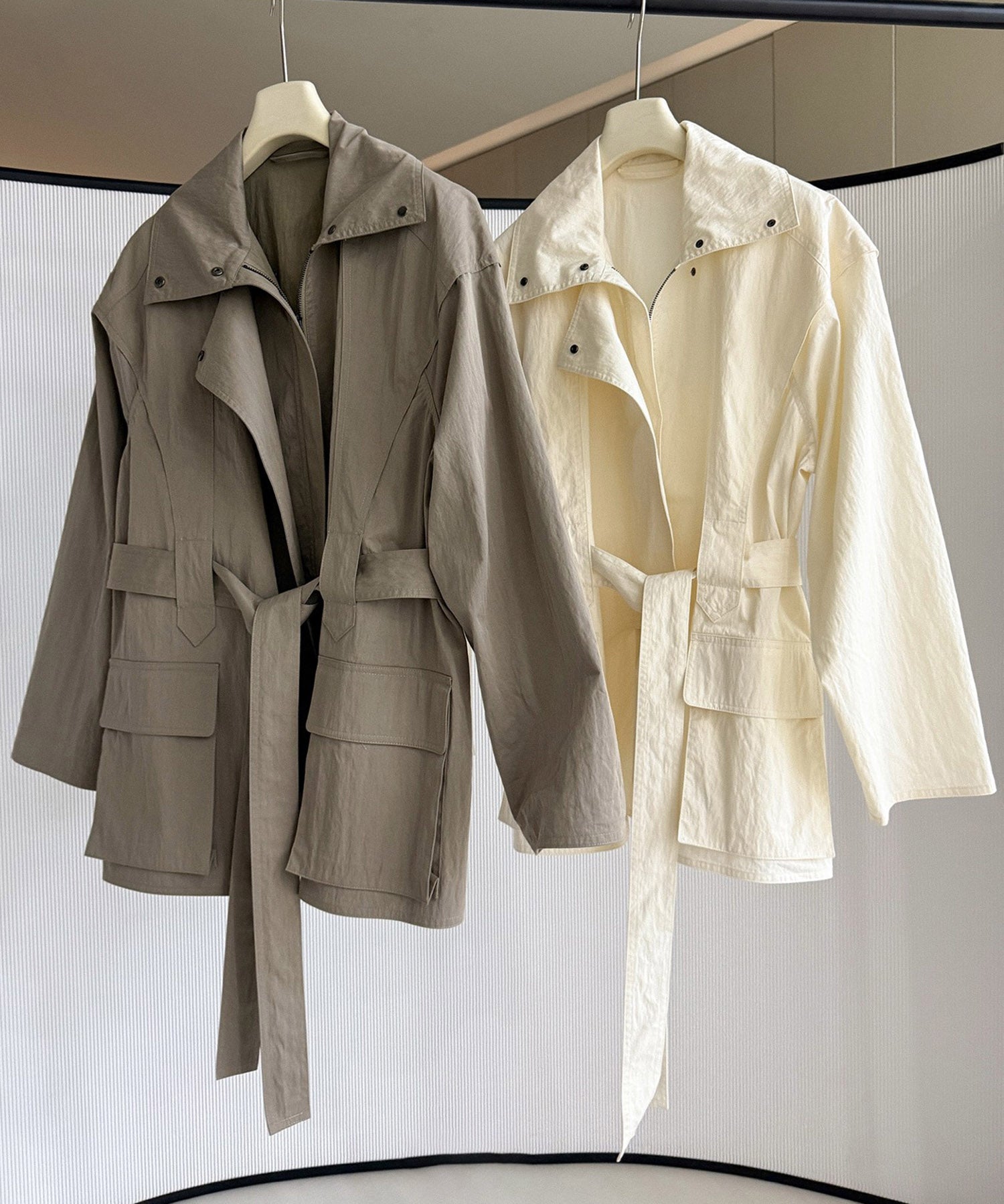 2wayカラー トレンチミドルコート