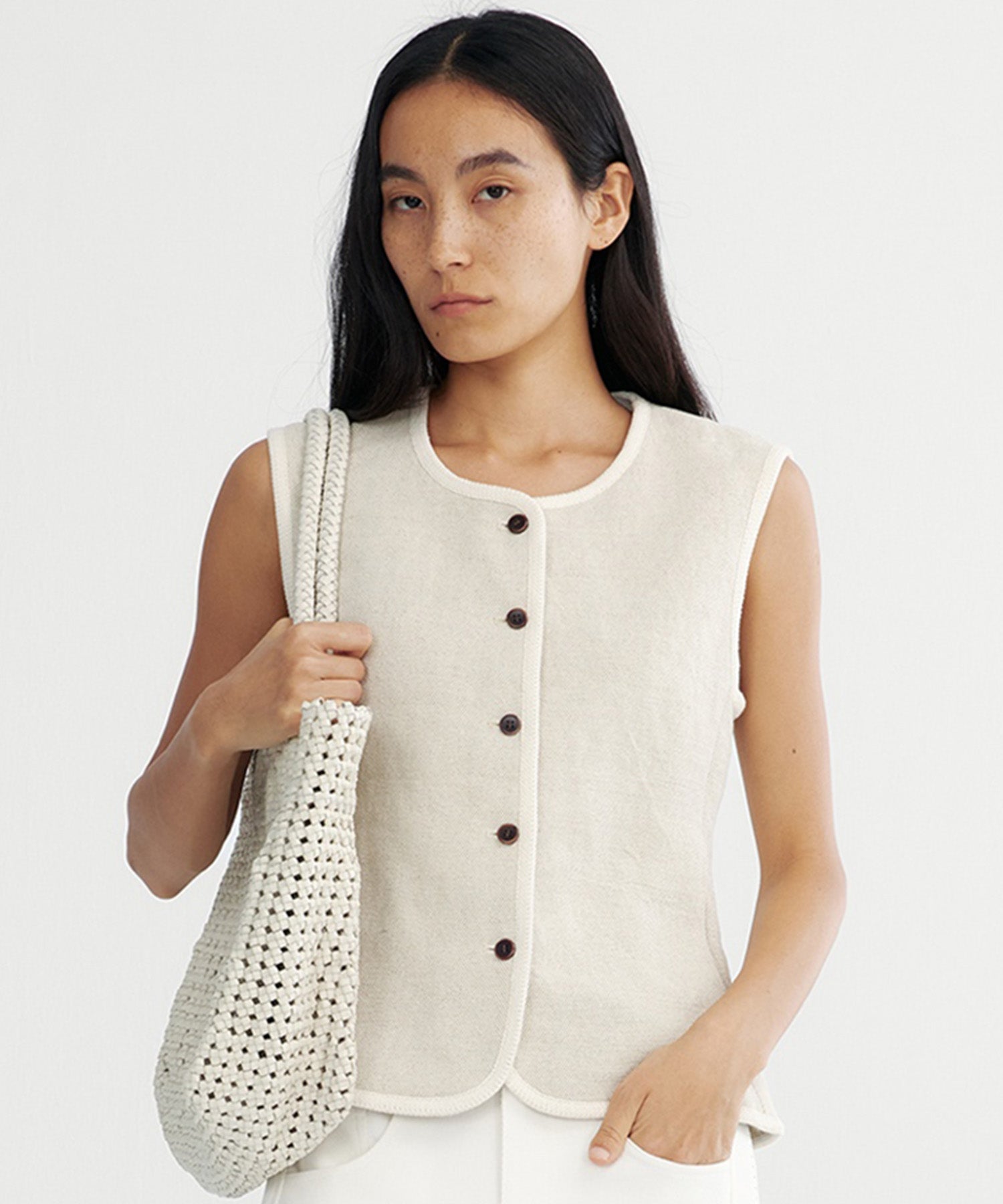 リネンパイピングベスト