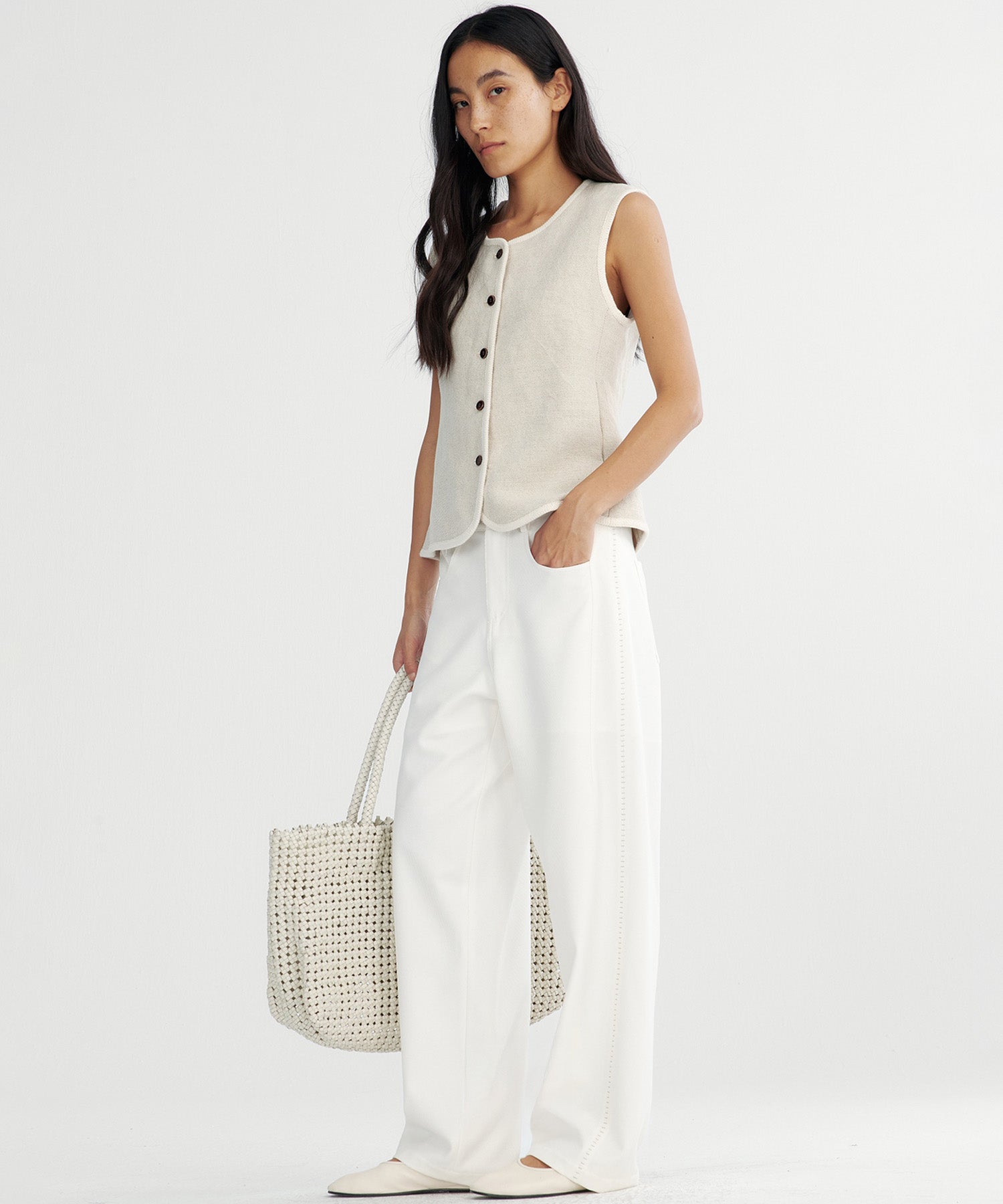 リネンパイピングベスト