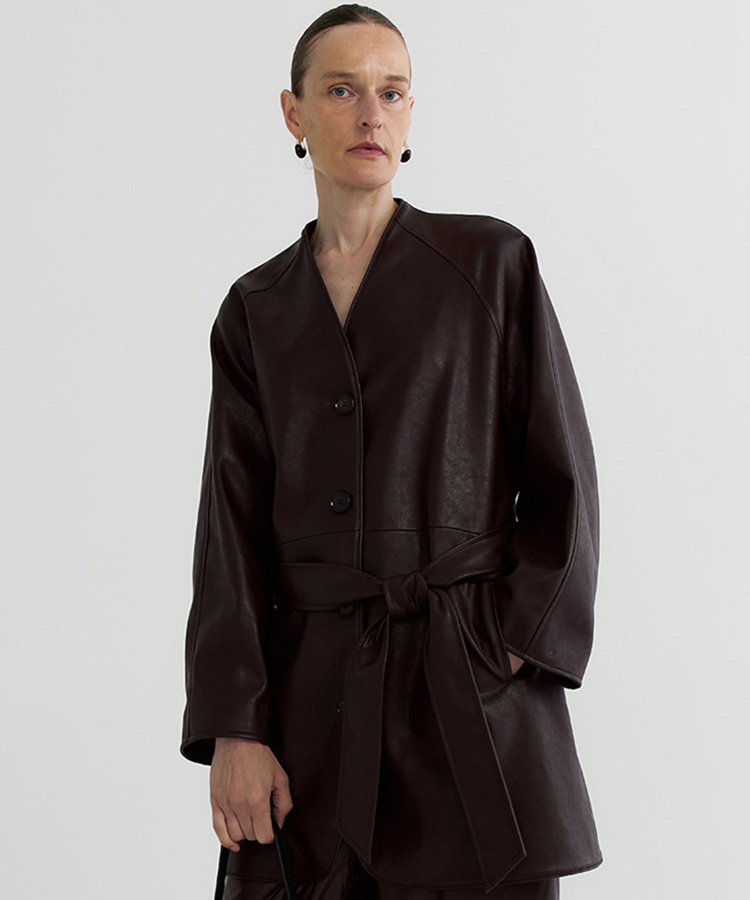 【12月上旬お届け予約商品】ノーカラーロングジャケット