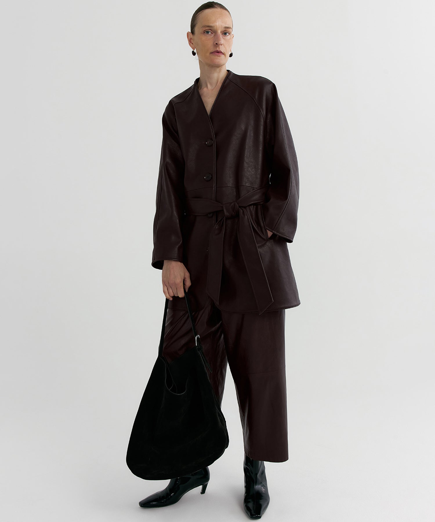 【12月上旬お届け予約商品】ノーカラーロングジャケット