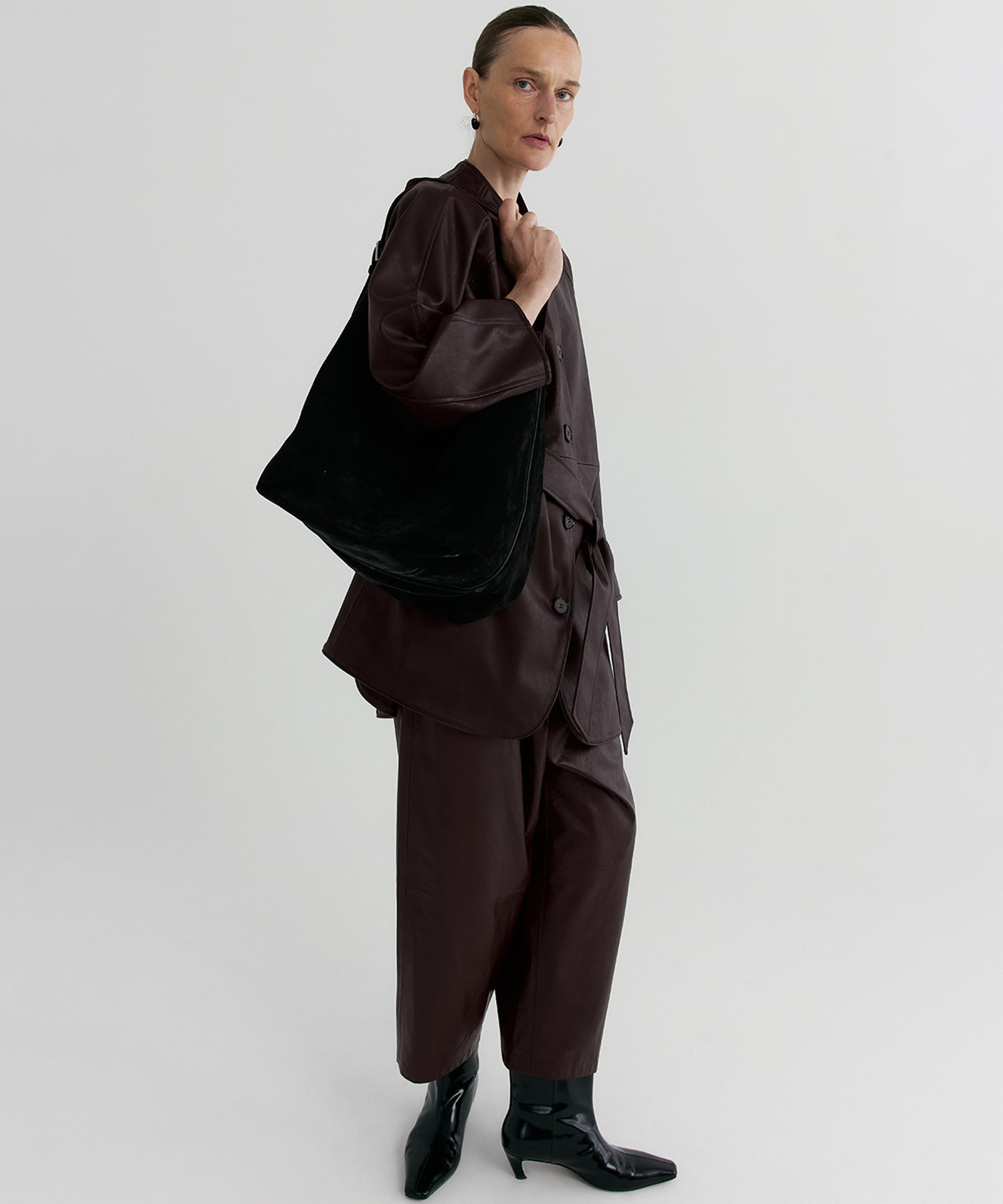 【12月上旬お届け予約商品】ノーカラーロングジャケット