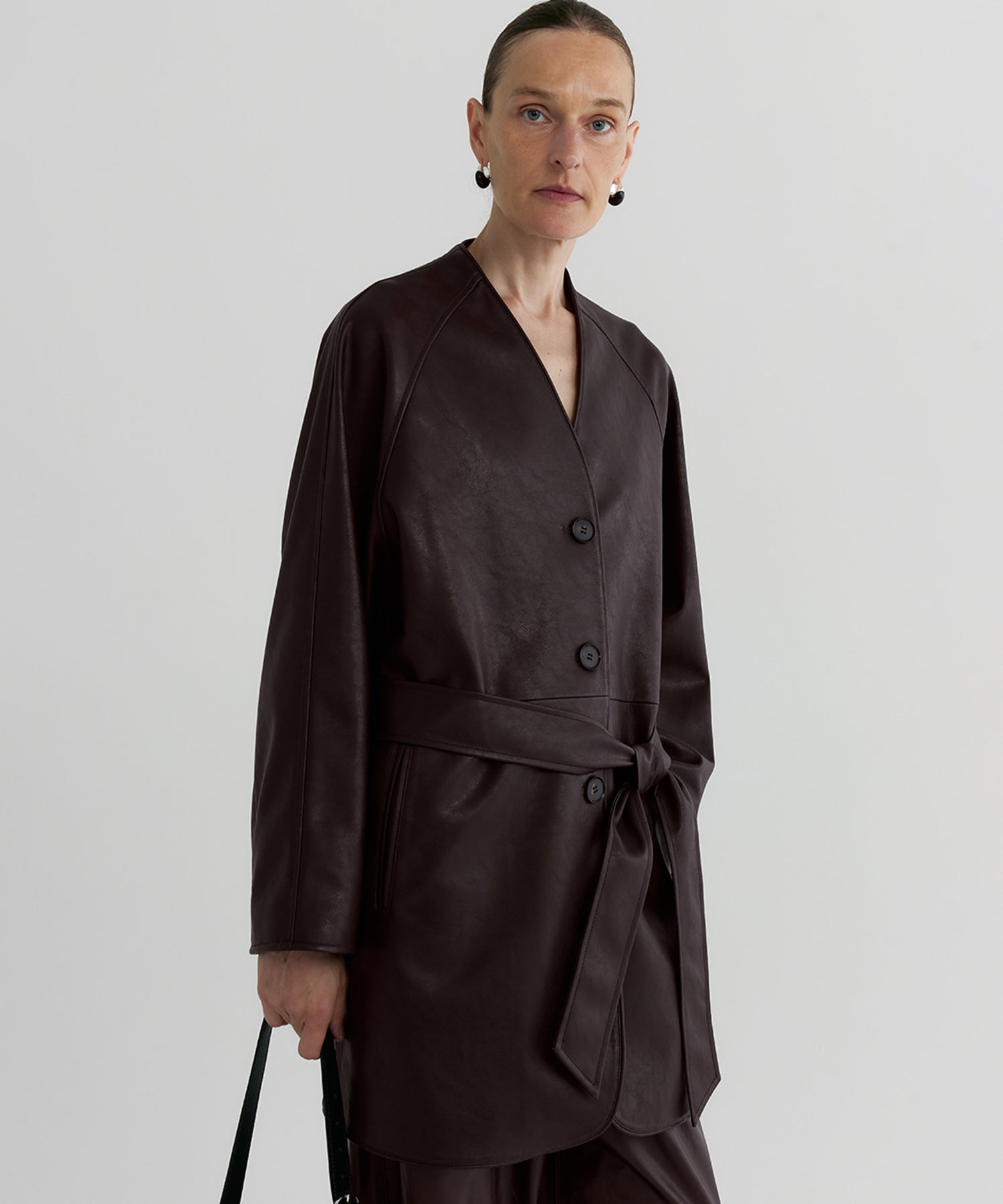 【12月上旬お届け予約商品】ノーカラーロングジャケット