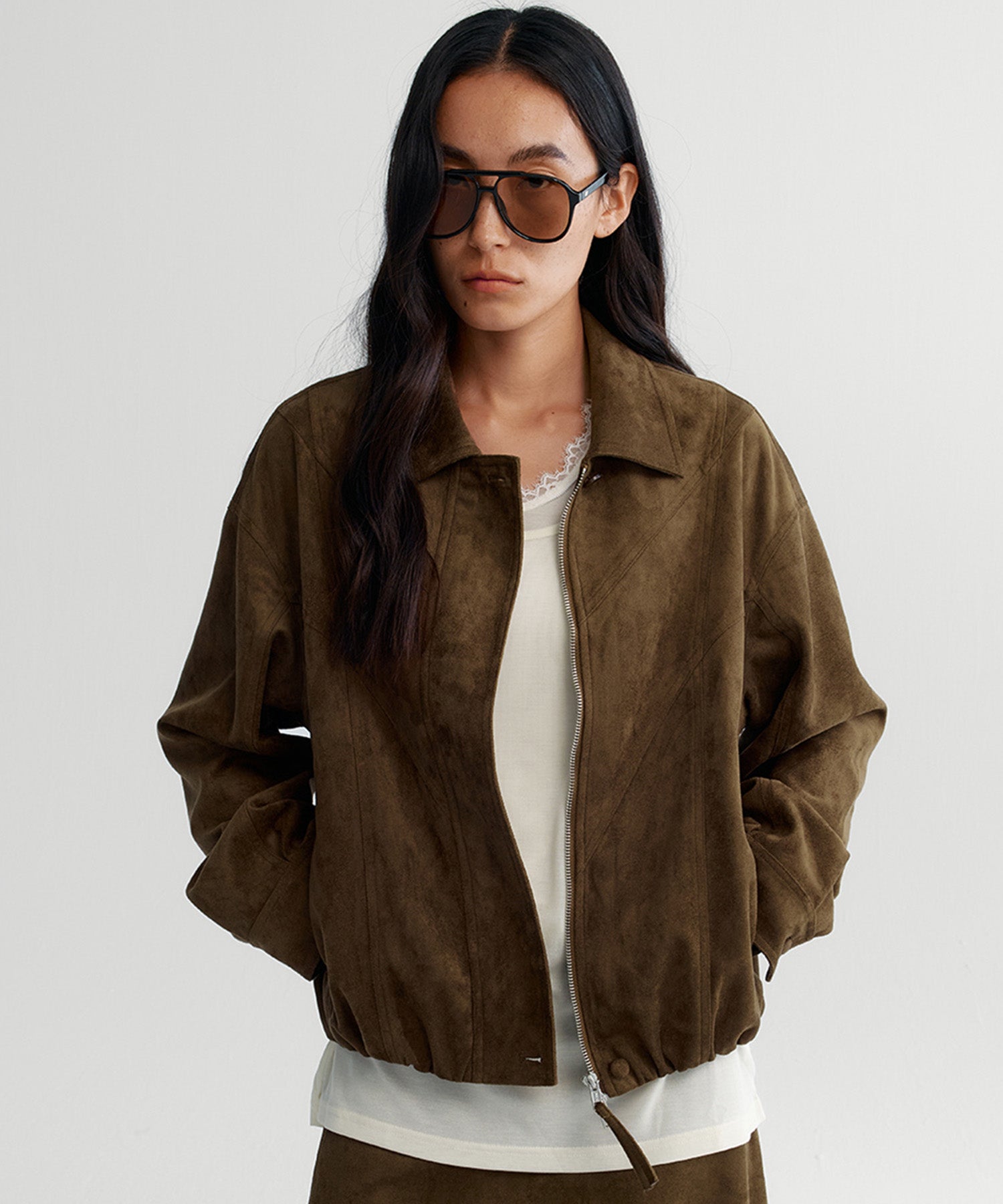 スエードライククロップドジャケット