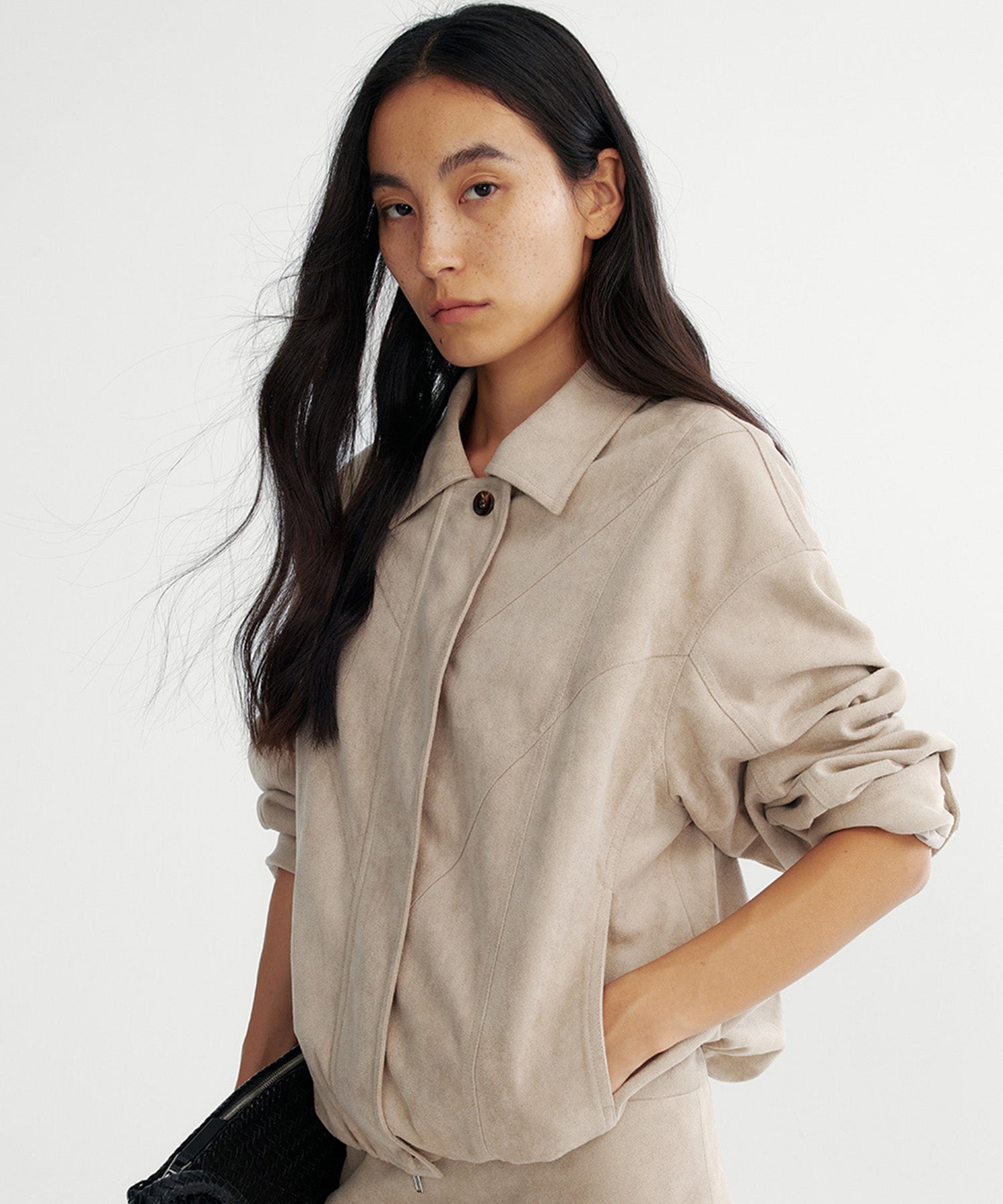 スエードライククロップドジャケット