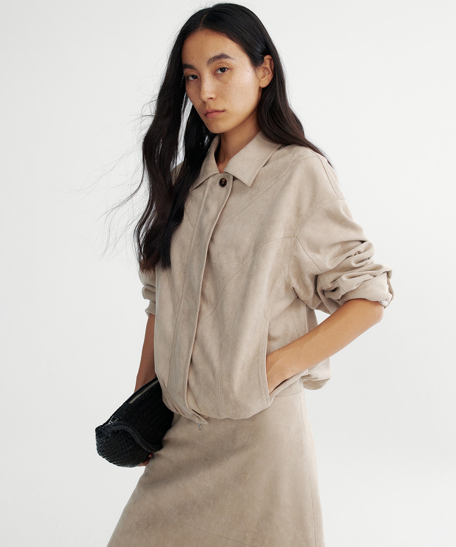 スエードライククロップドジャケット