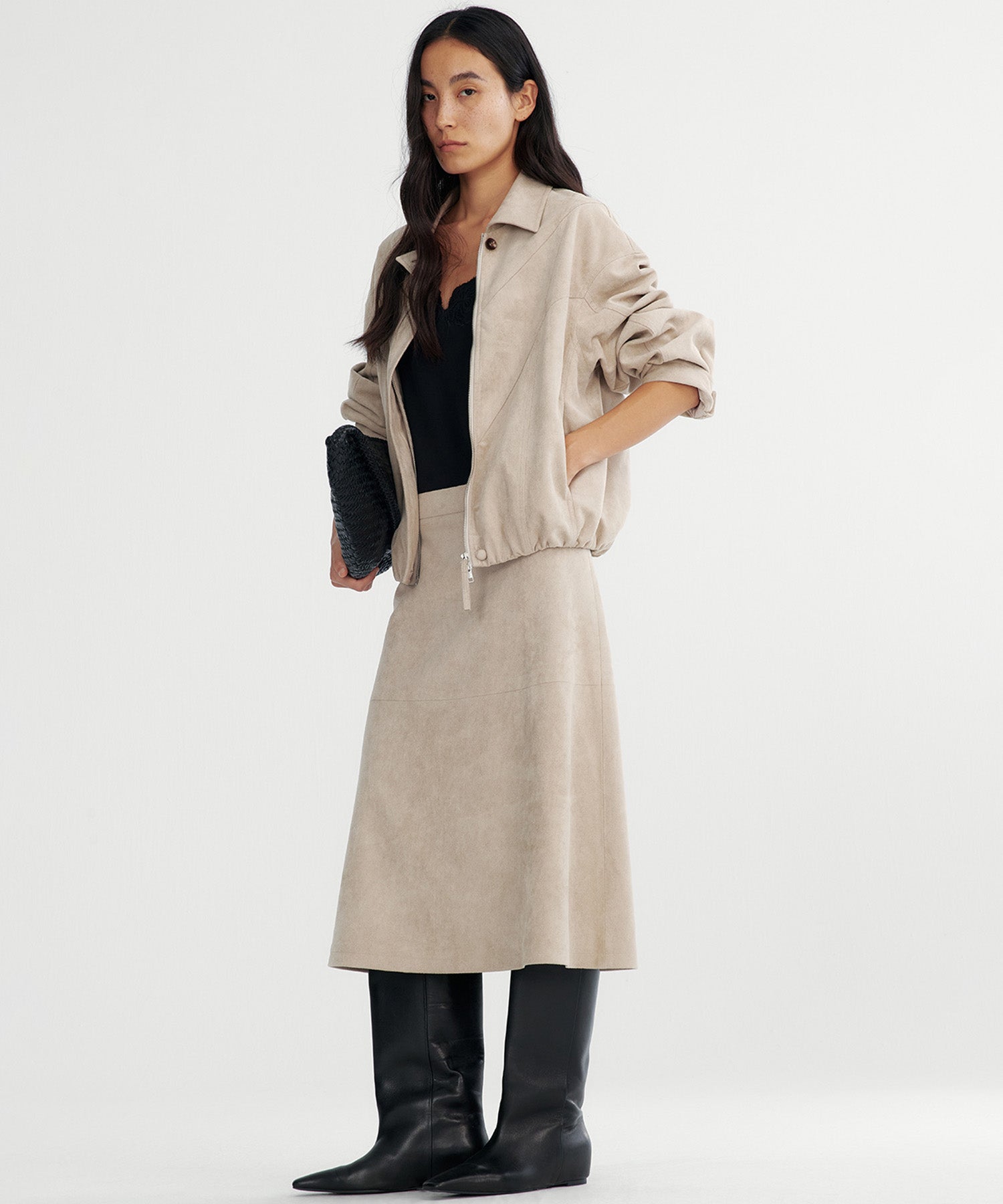 スエードライククロップドジャケット