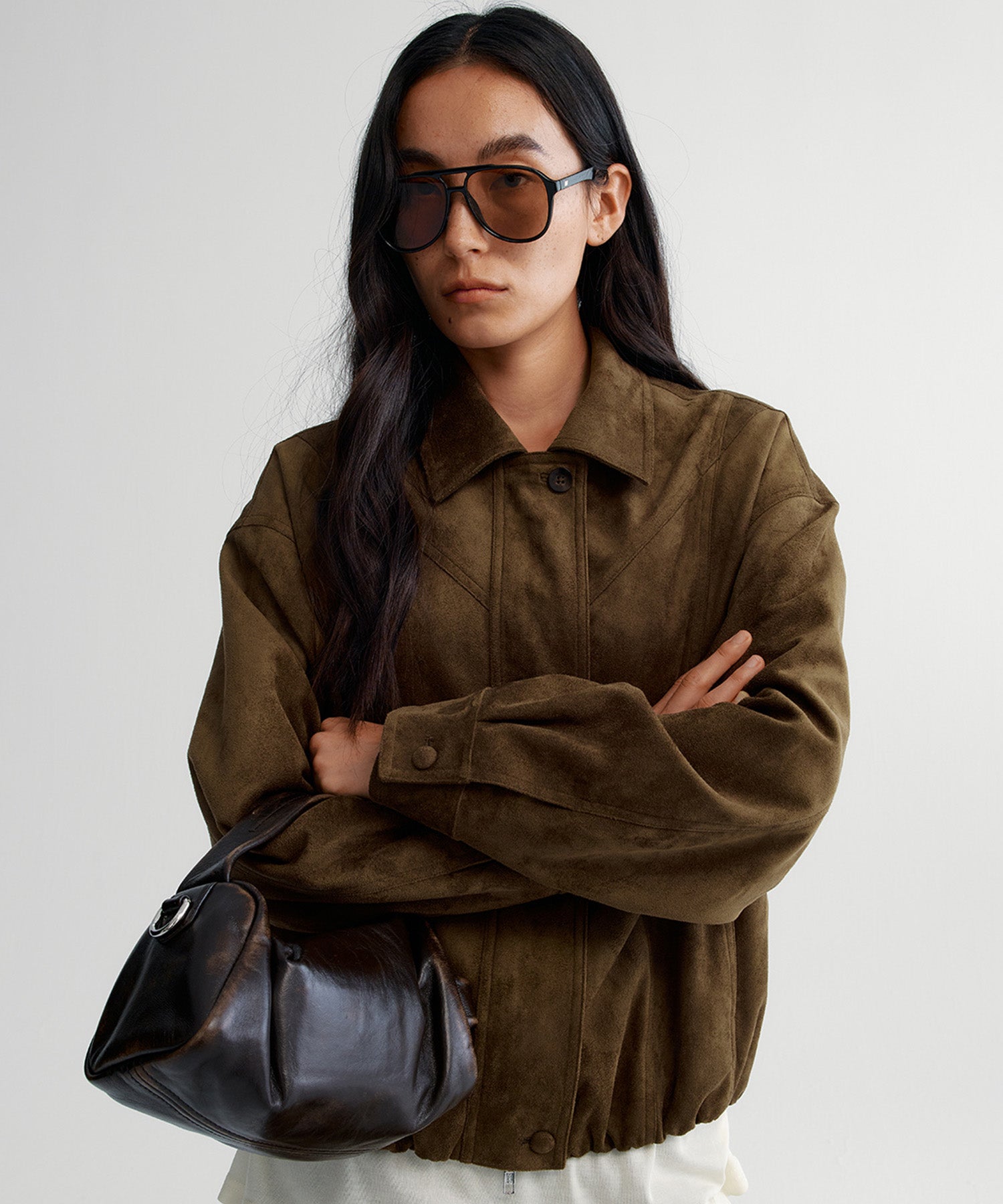 スエードライククロップドジャケット