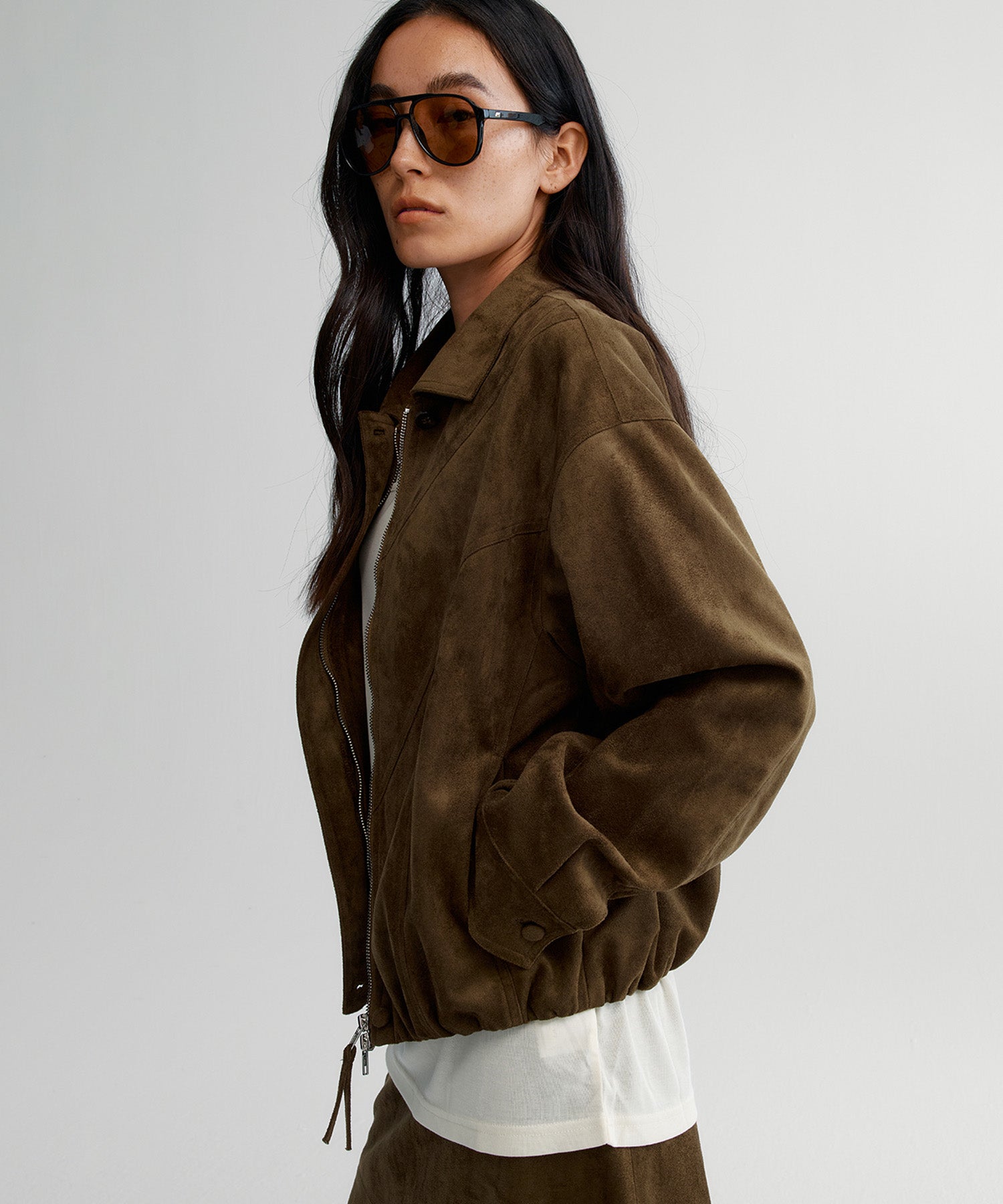 スエードライククロップドジャケット