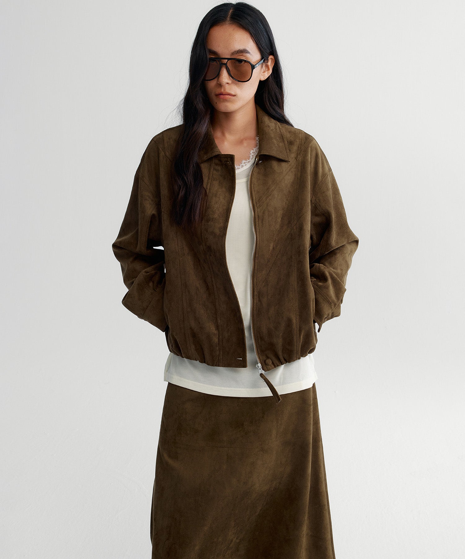 スエードライククロップドジャケット