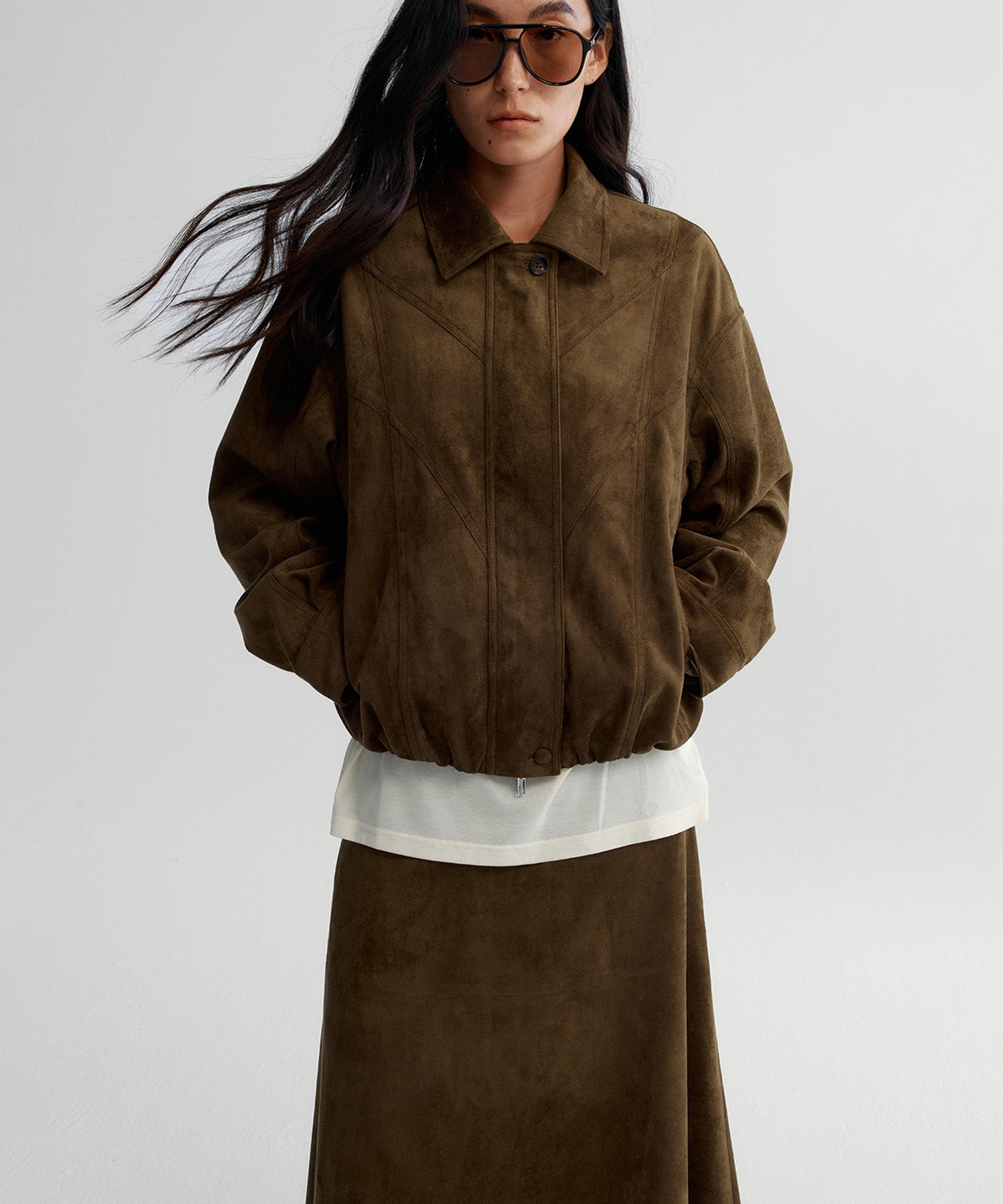 スエードライククロップドジャケット