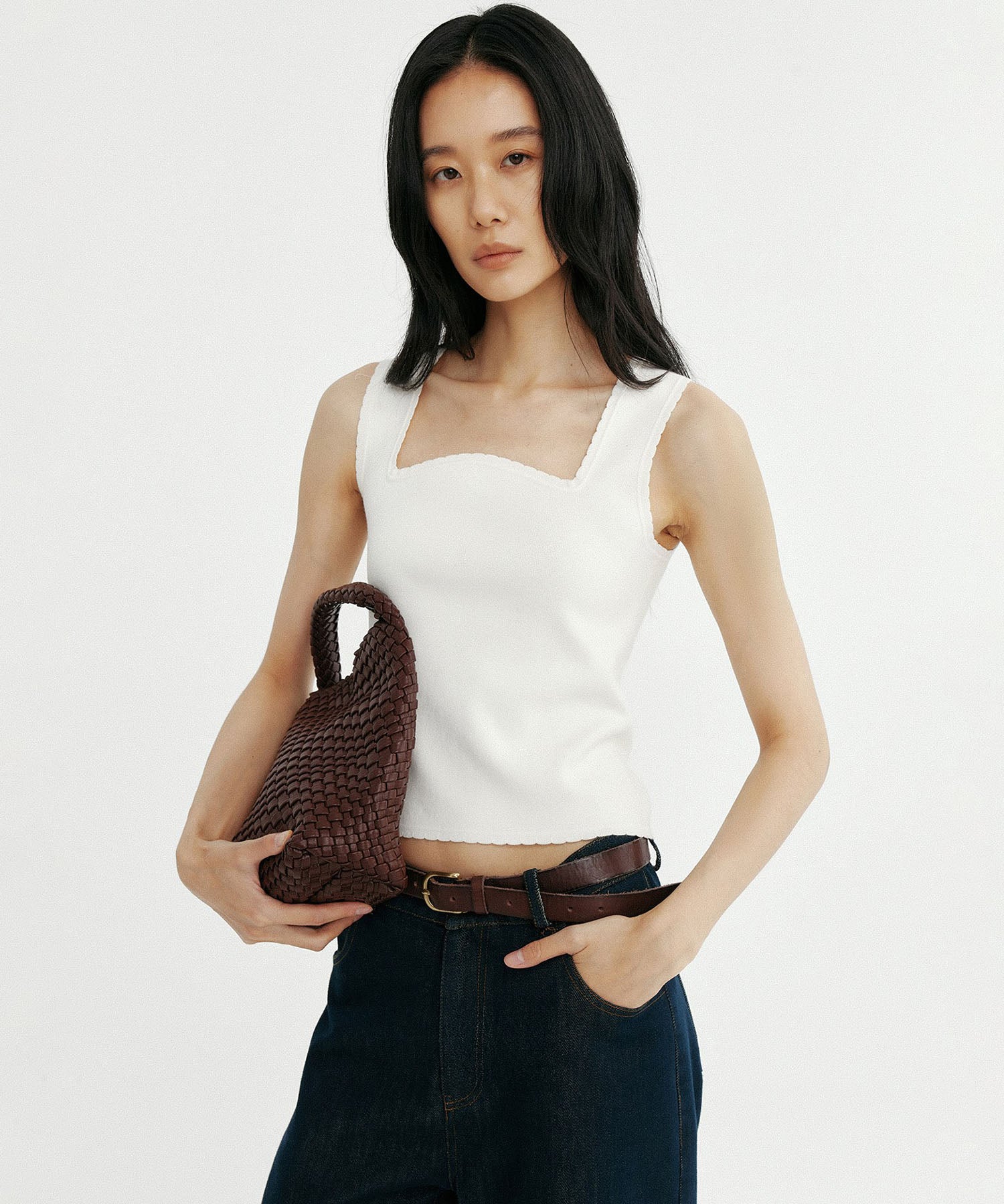 スクエアネック タンクトップ