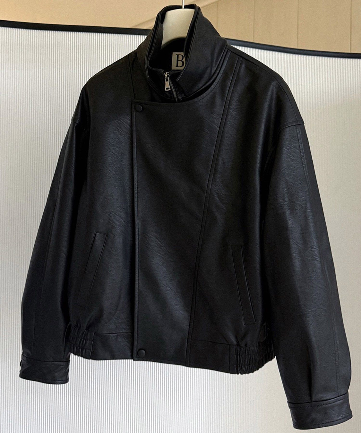 ダブルカラーシンセティックレザージャケット