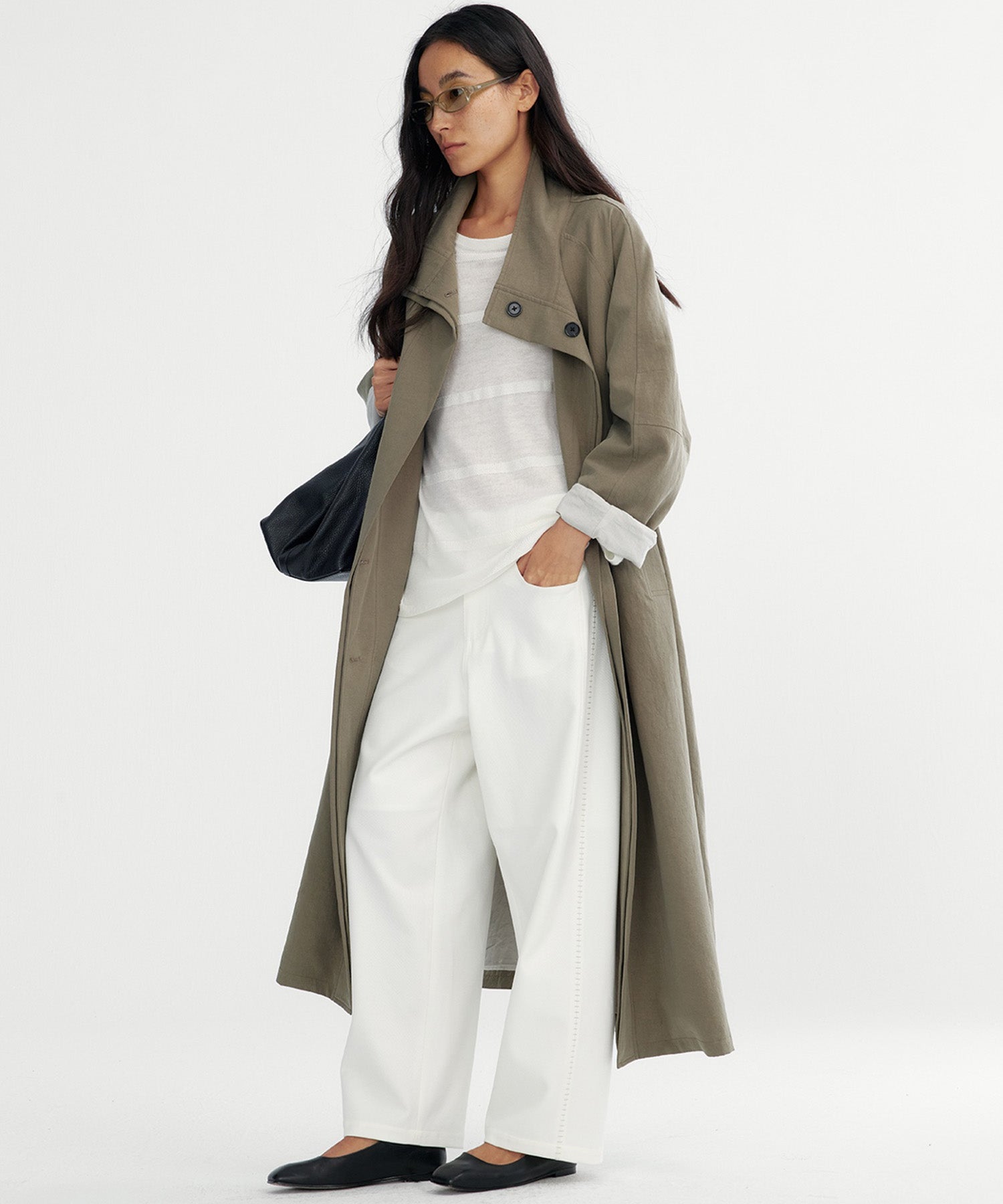 スタンドカラー ロングコート