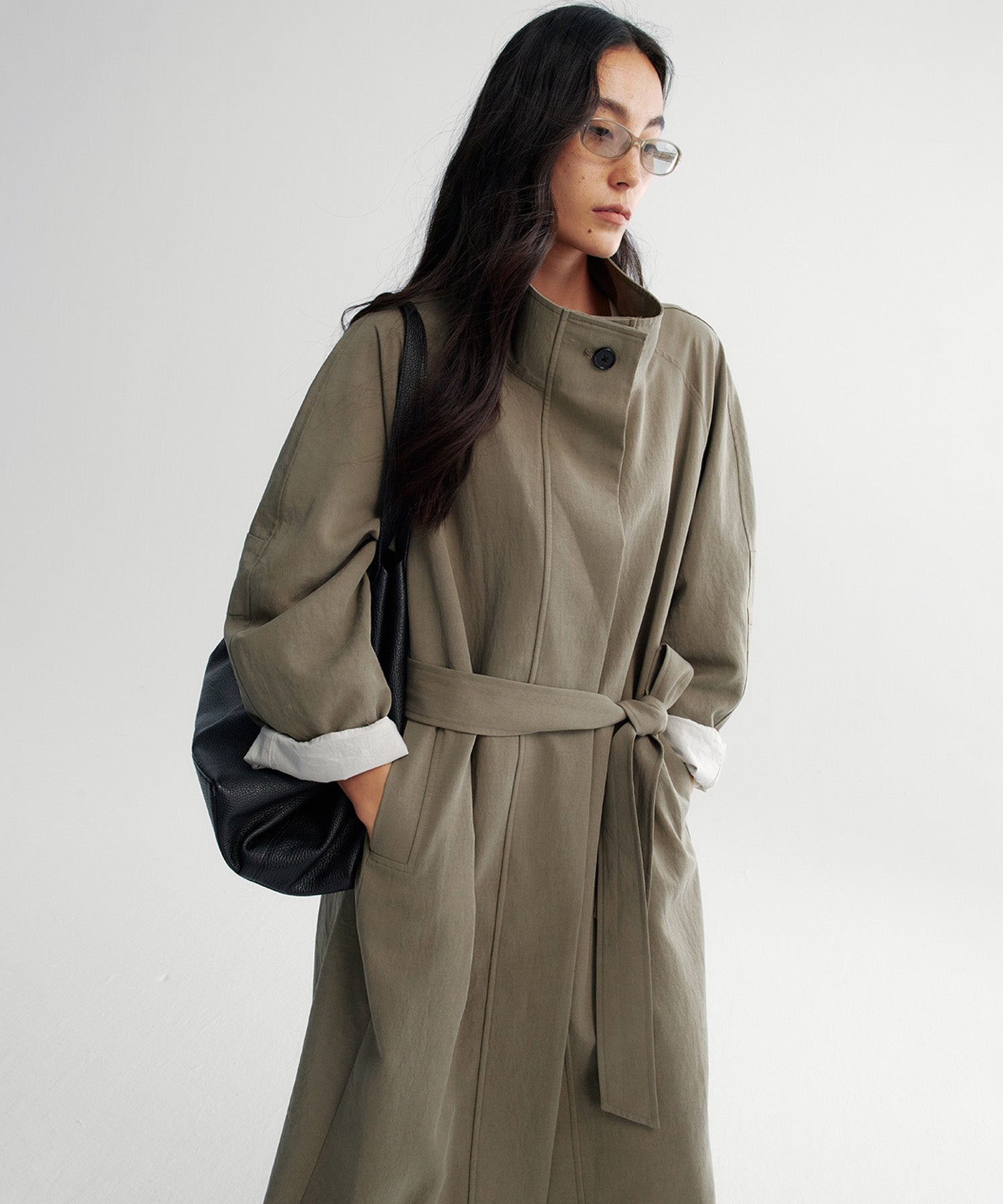 スタンドカラー ロングコート