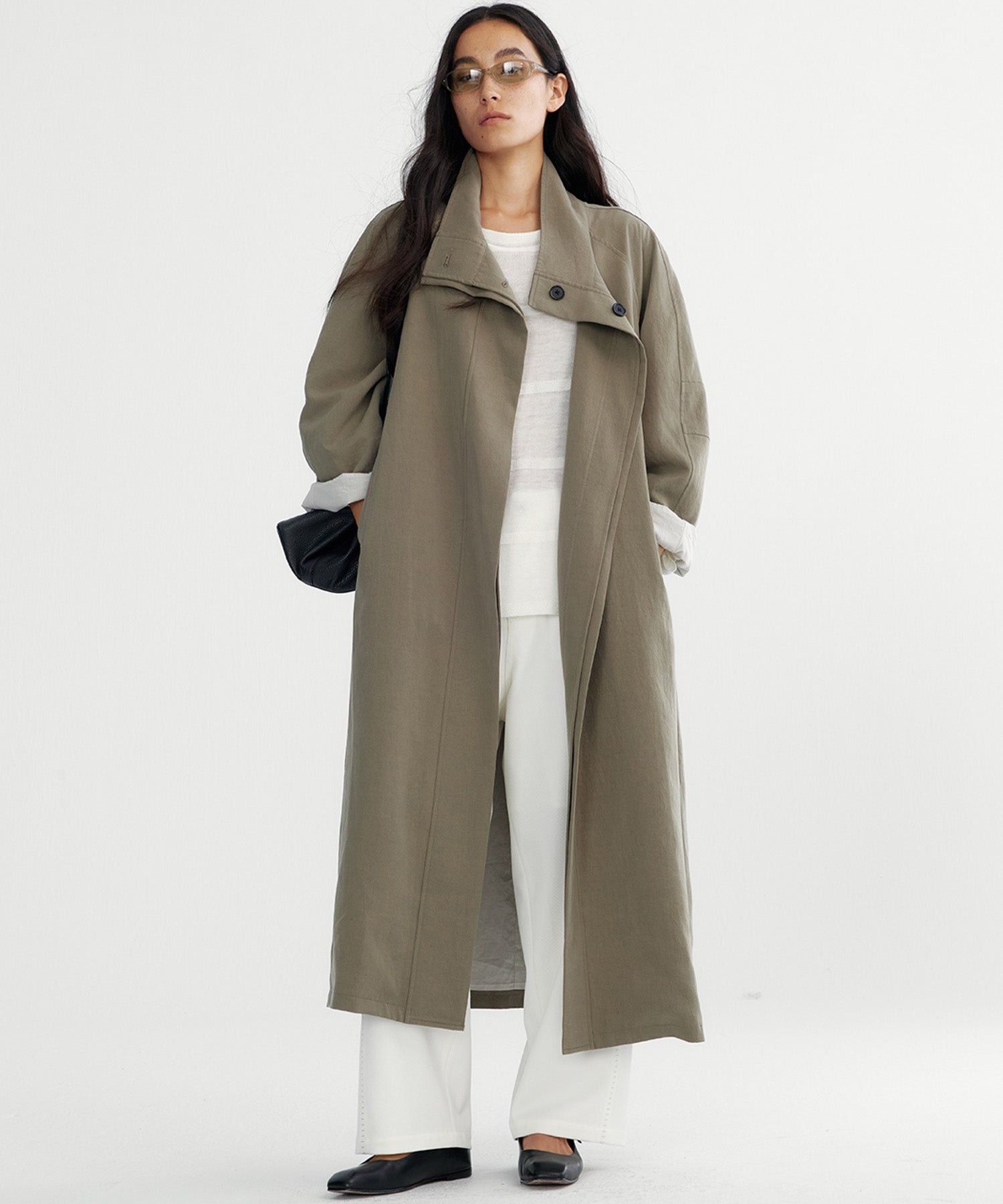 スタンドカラー ロングコート