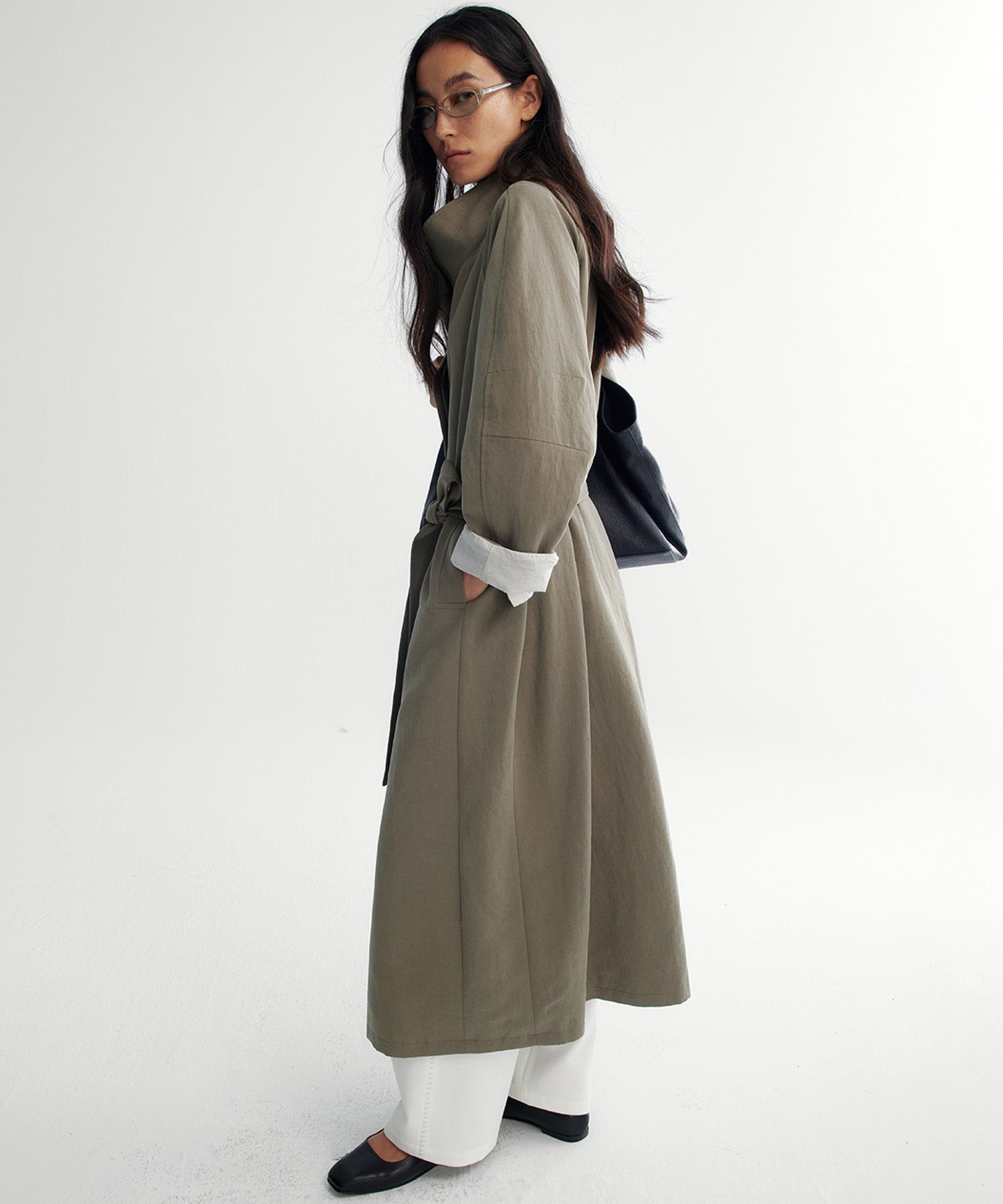 スタンドカラー ロングコート