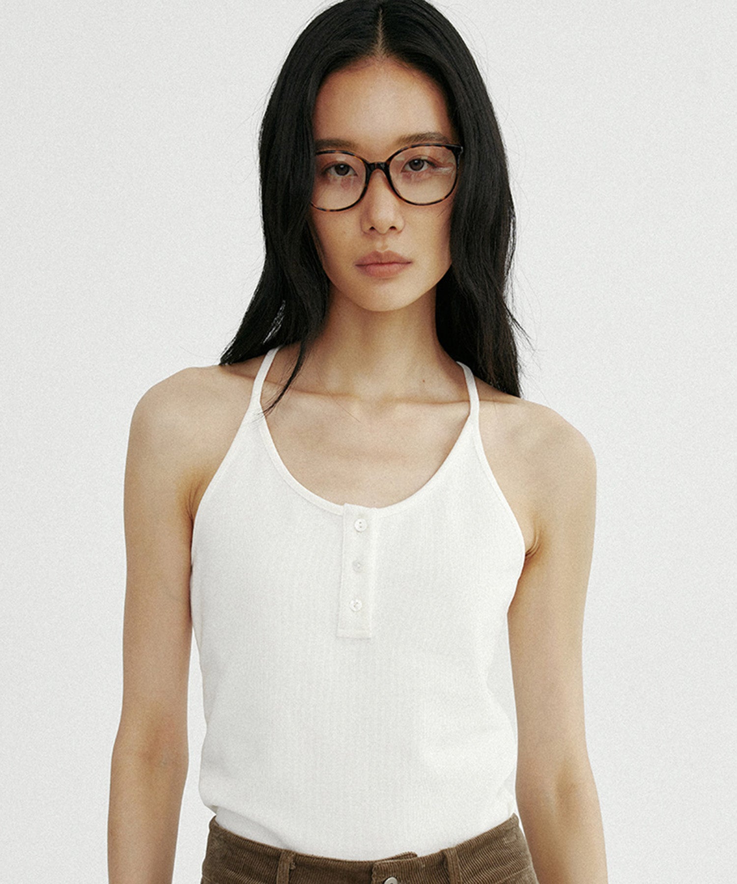 バッククロス リブタンクトップ