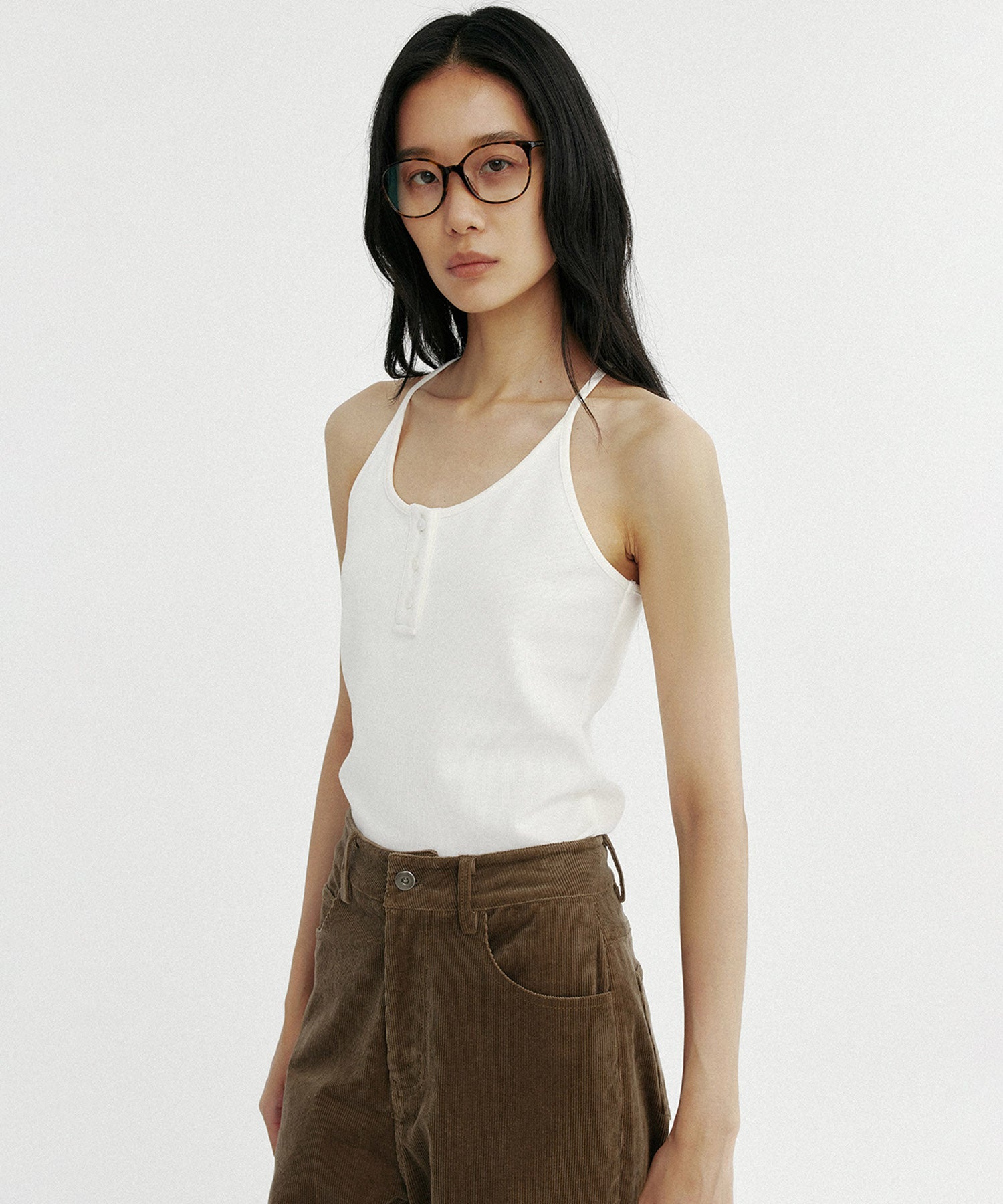 バッククロス リブタンクトップ