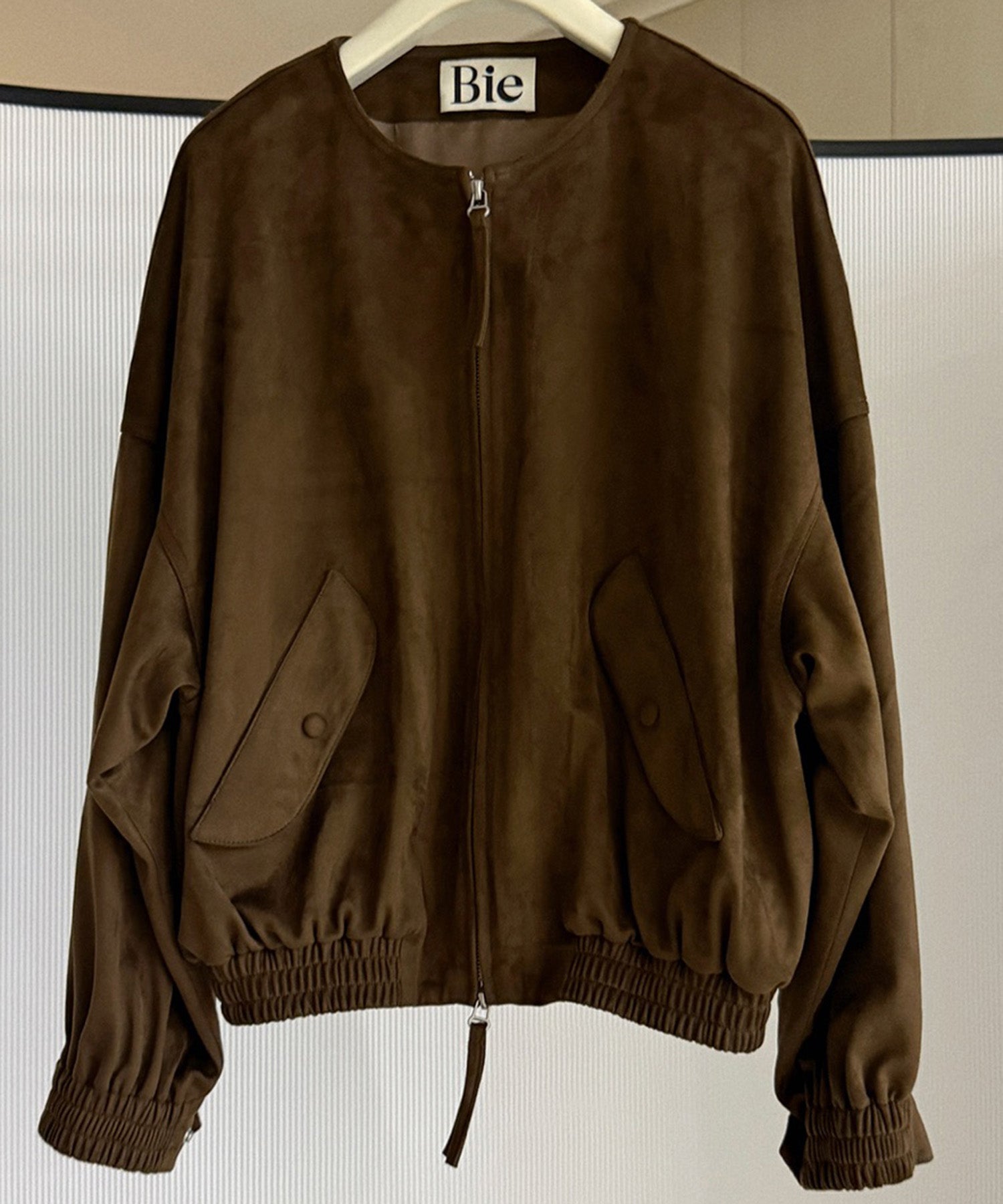 スエードライクノーカラーブルゾン