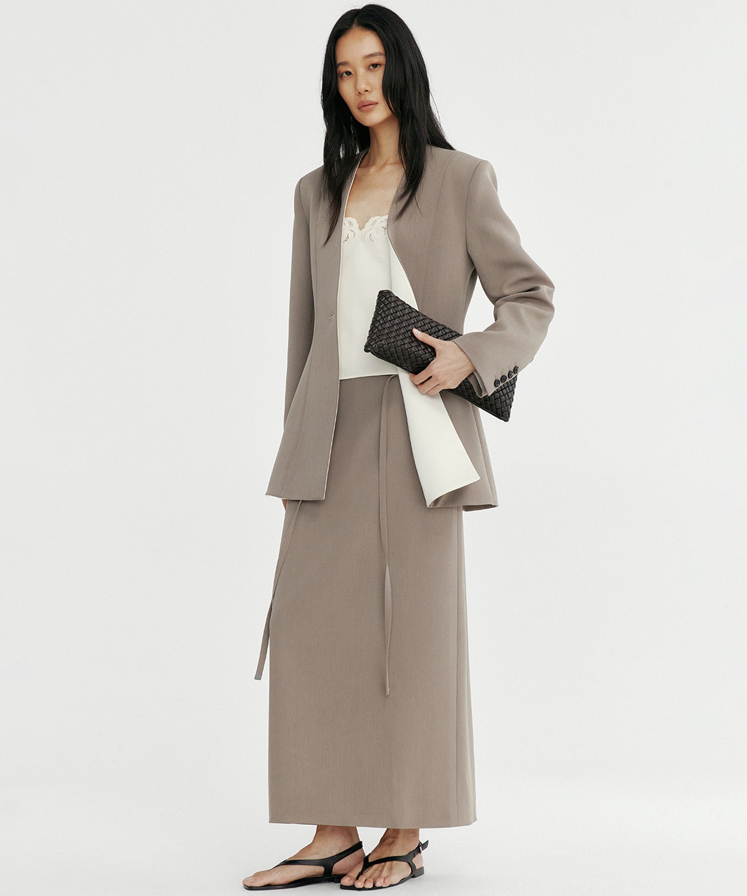 ワンボタン ノーカラージャケット