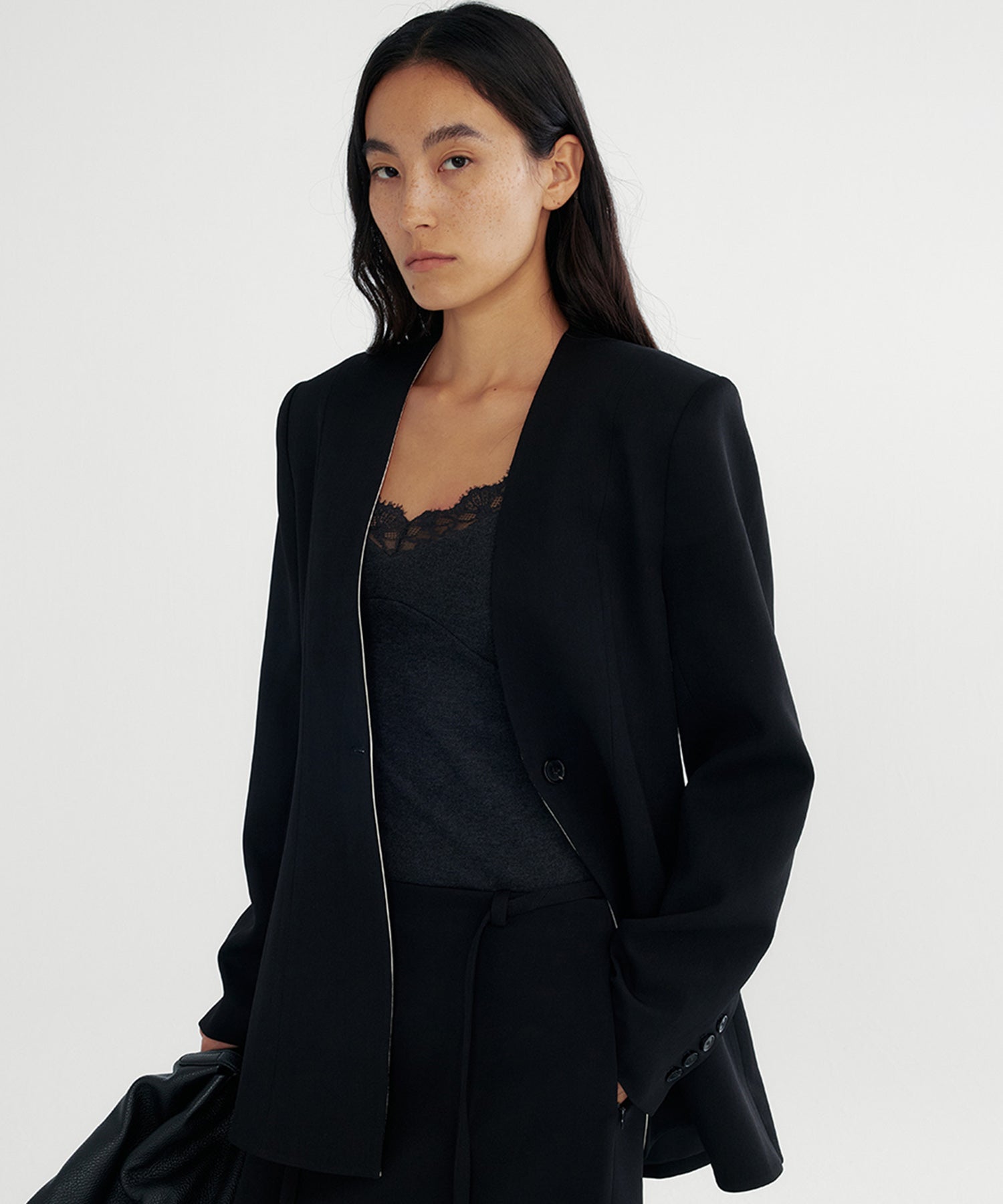 ワンボタン ノーカラージャケット