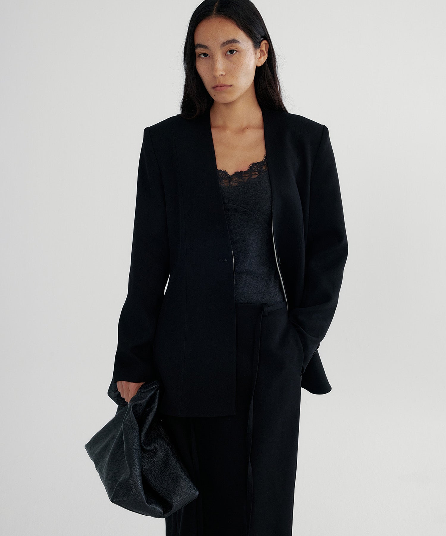 ワンボタン ノーカラージャケット