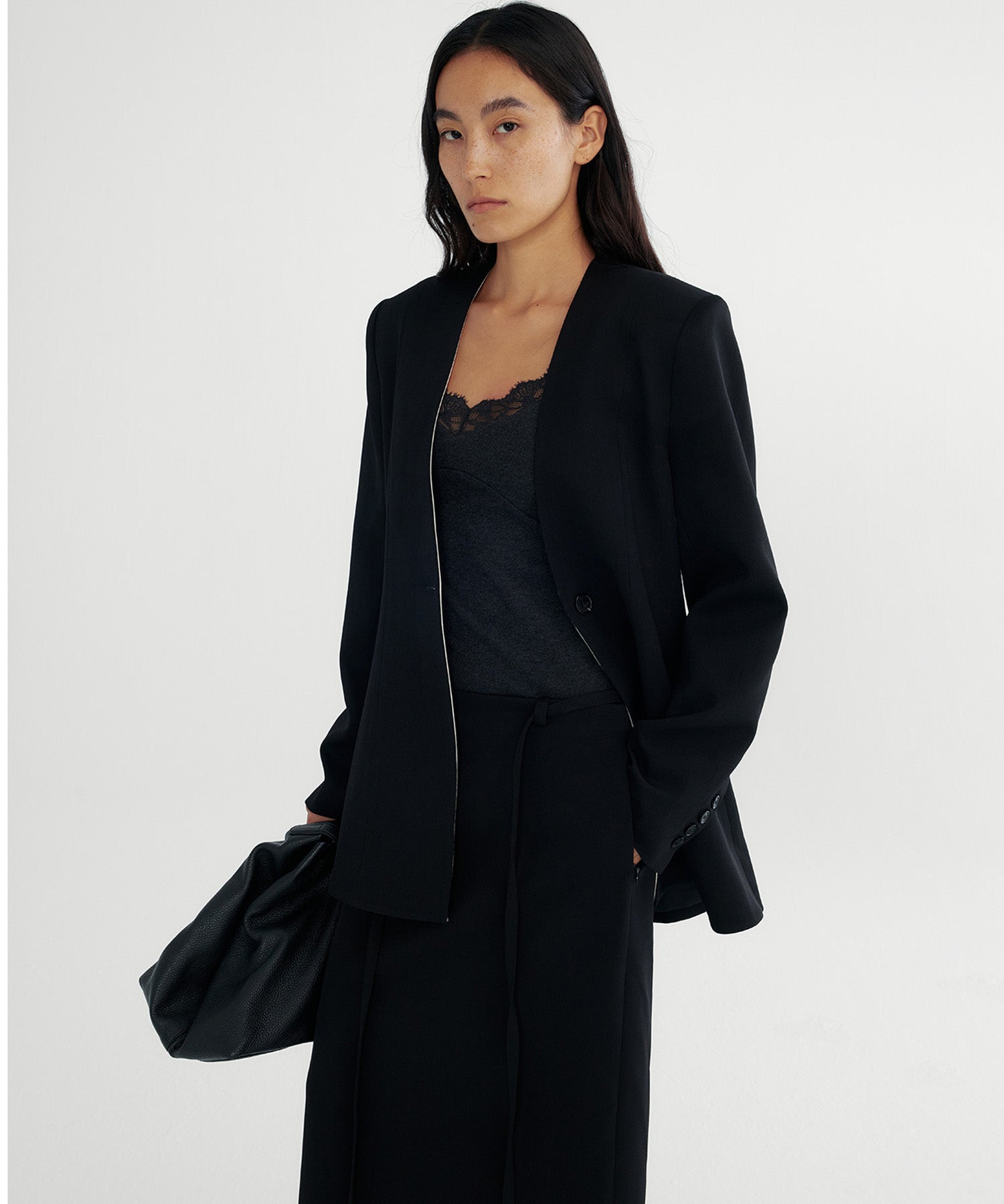 ワンボタン ノーカラージャケット