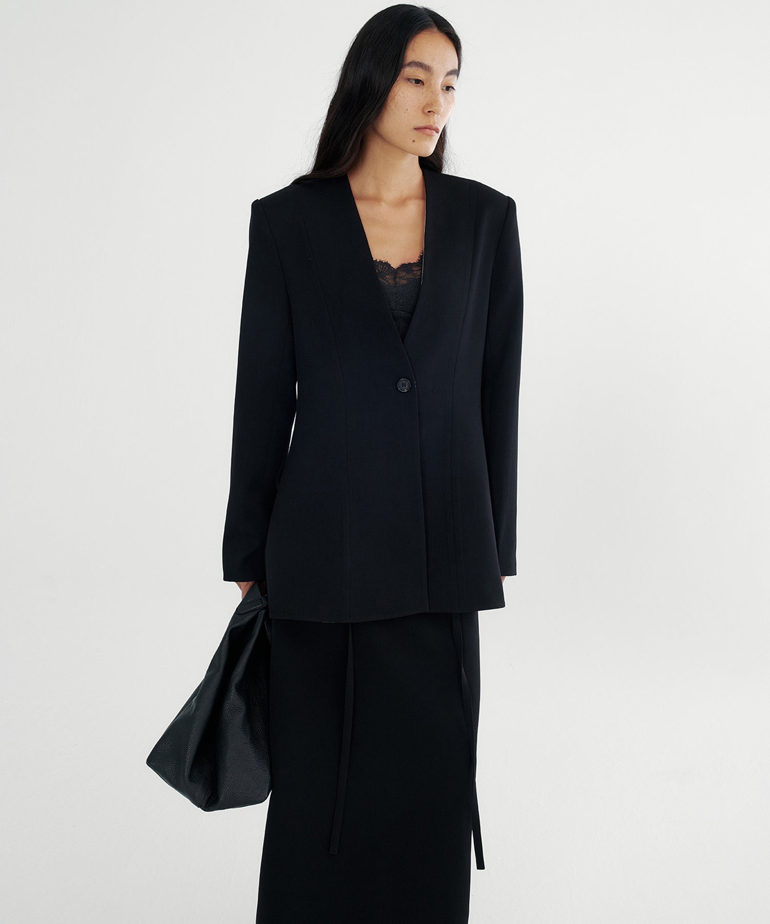 ワンボタン ノーカラージャケット