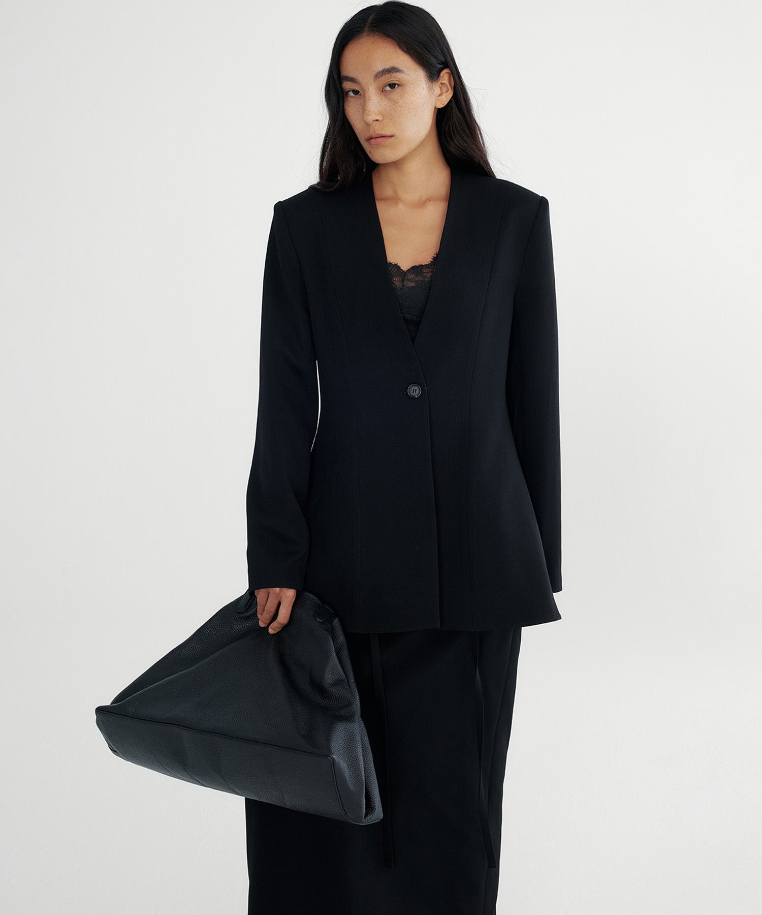 ワンボタン ノーカラージャケット