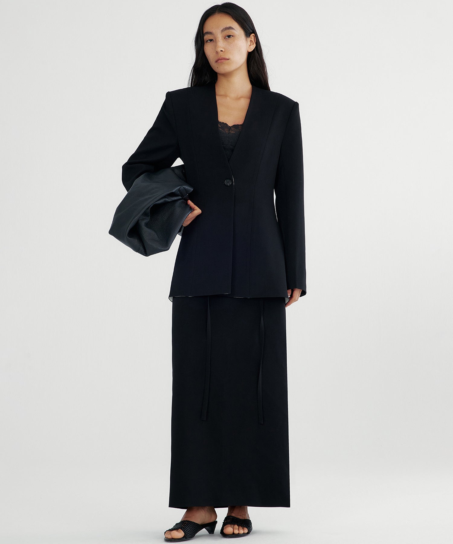 ワンボタン ノーカラージャケット