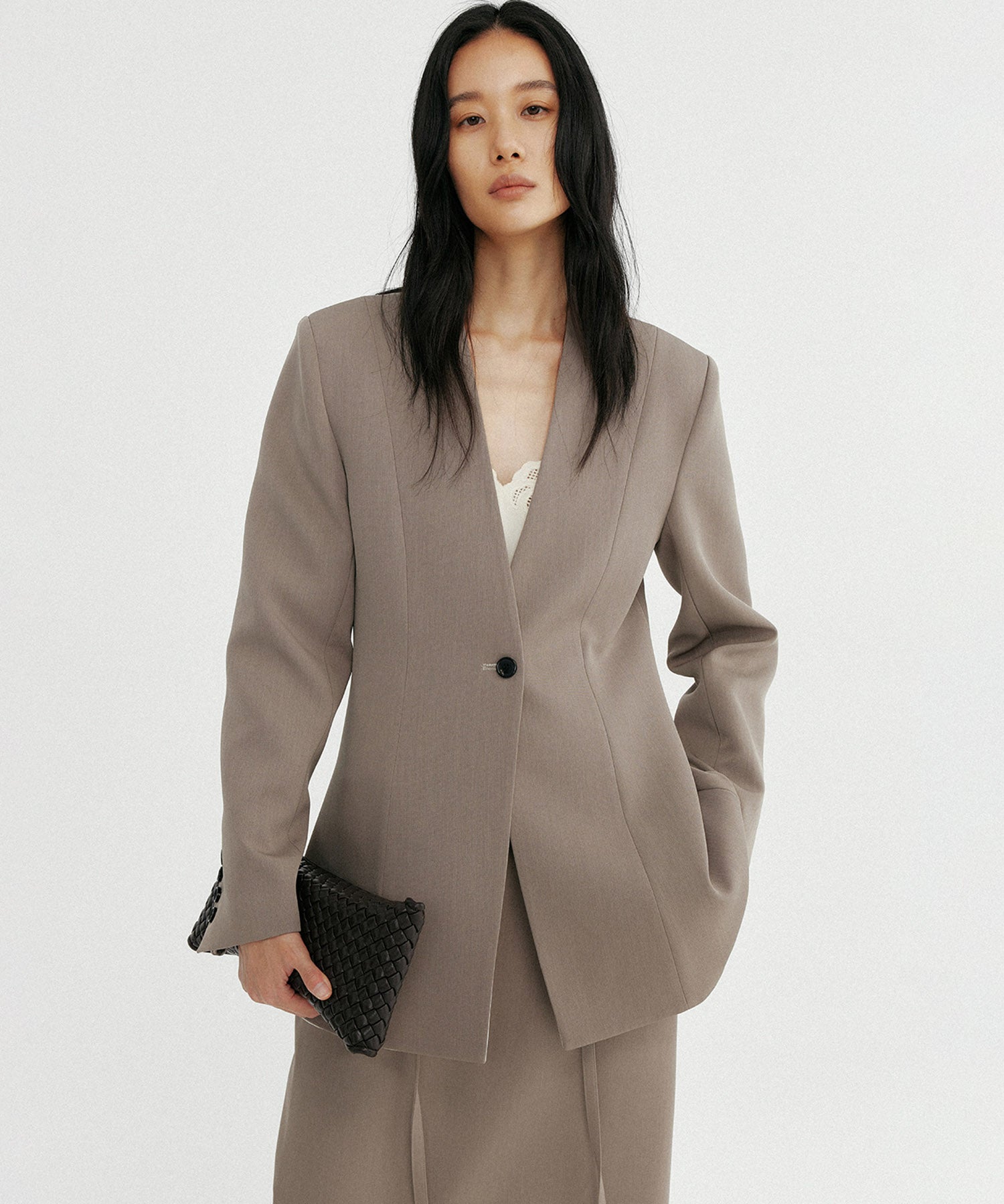 ワンボタン ノーカラージャケット