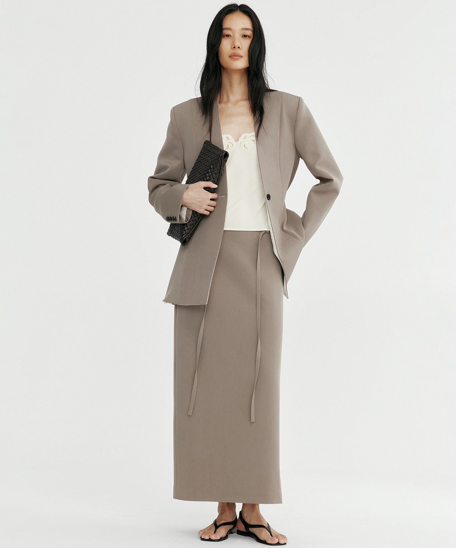 ワンボタン ノーカラージャケット