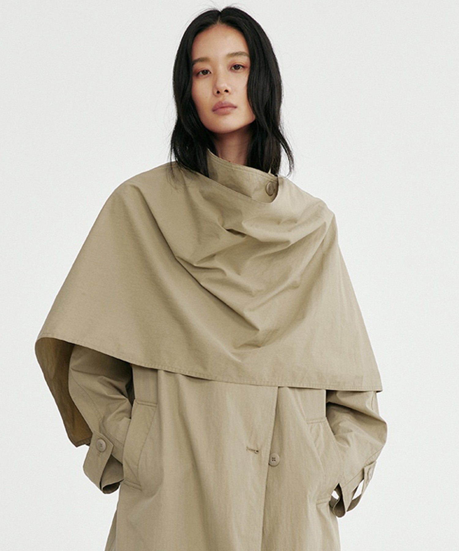 オーバーラップスタンドカラーコート