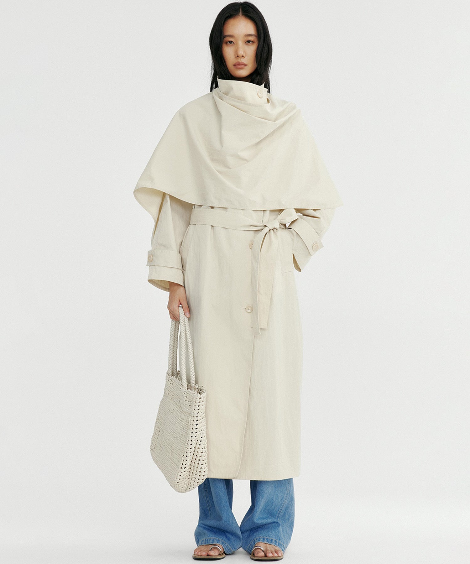 オーバーラップスタンドカラーコート